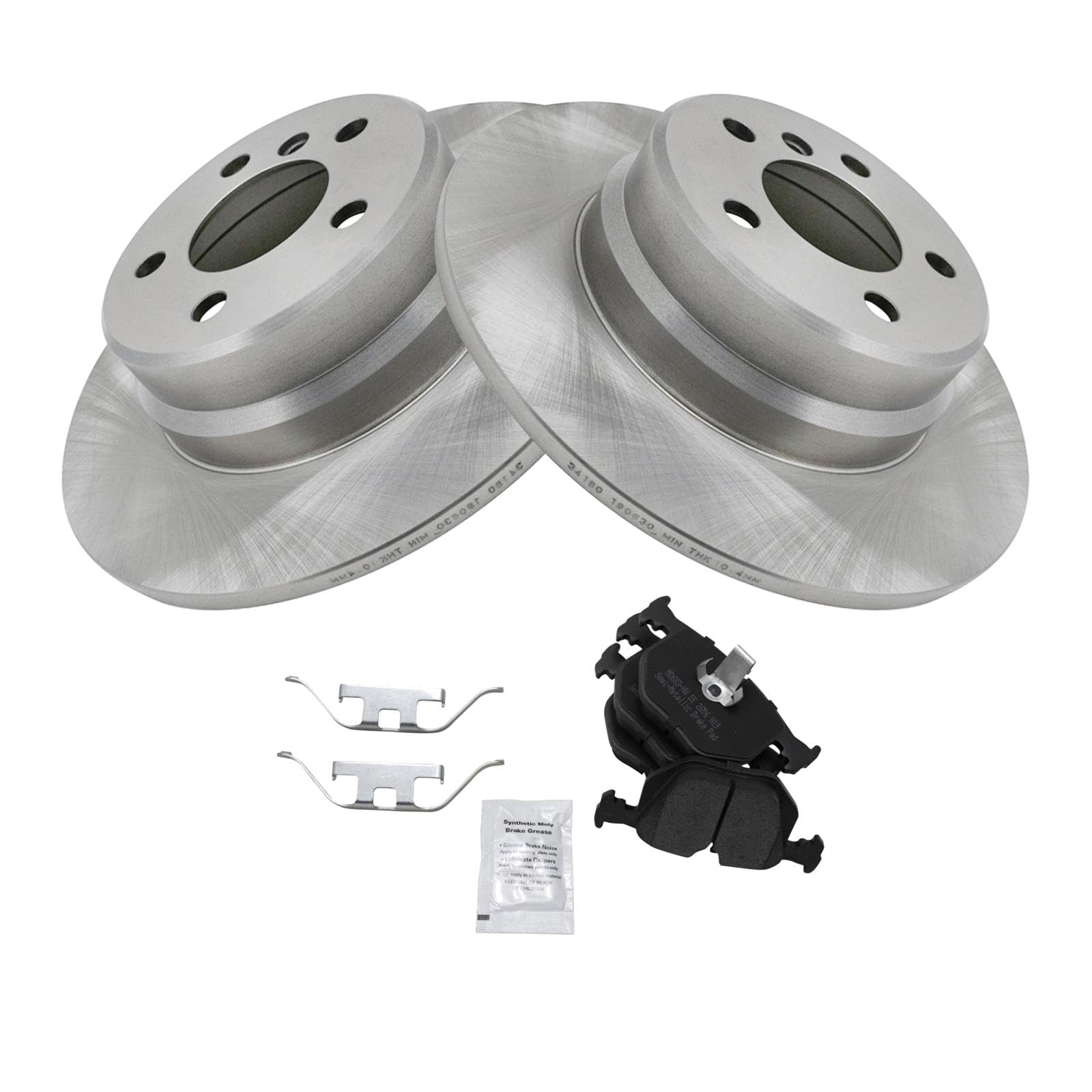 Trq Rear Brake Pad & Rotor Kit Brake Pads Brake Rotor Semi-Metallic Compatible With 2000-2006 Bmw X5