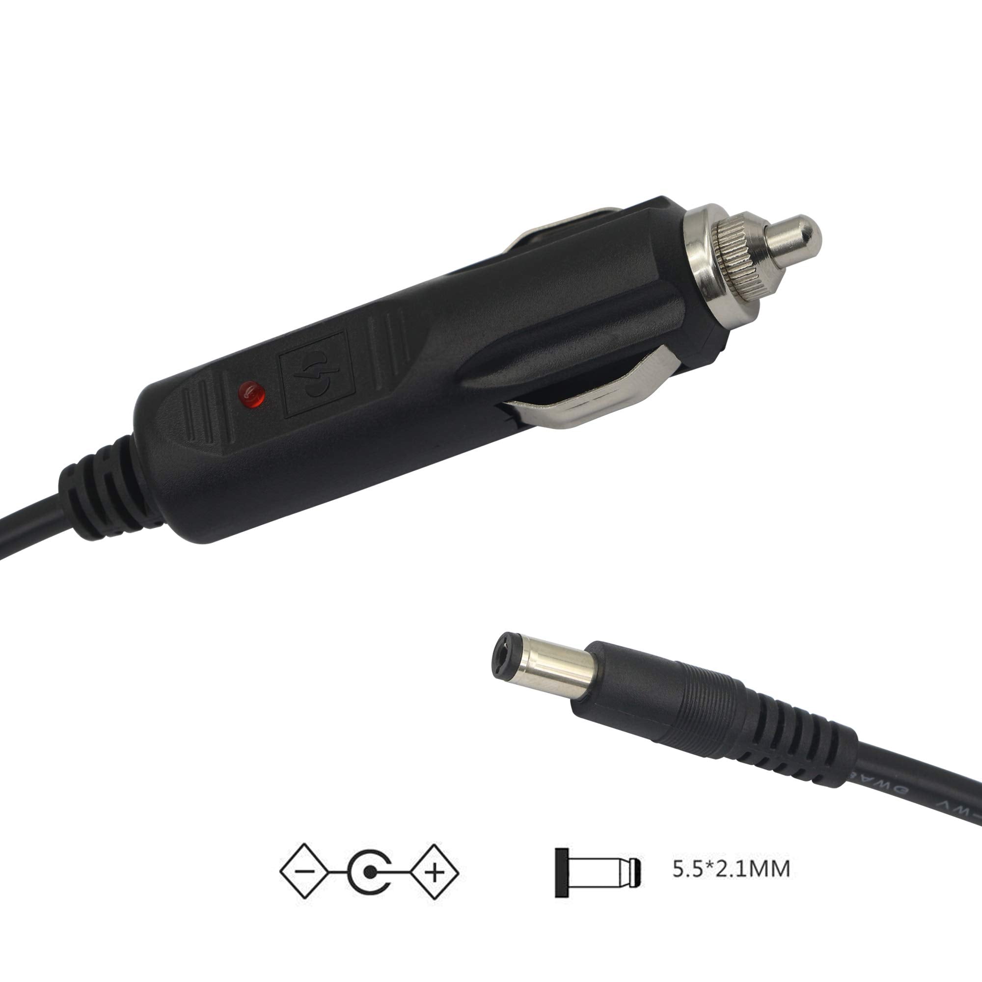 12V 24 V Dc 5.5Mm X 2.1Mm Car Cigarette Lighter Extension Power Supply Adapter Cable With Led For Car Truck Bus Van(10Ft)