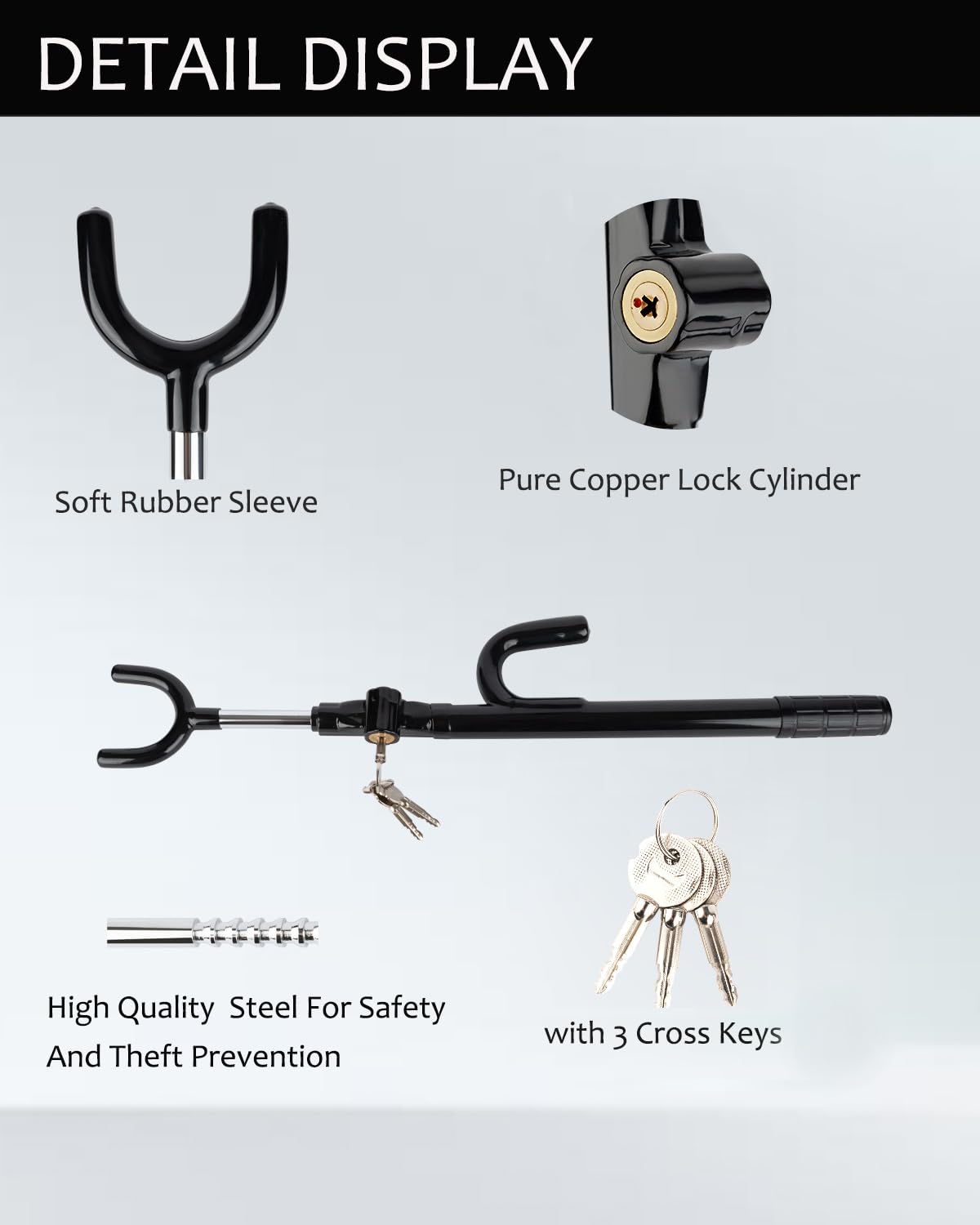 KNFRXO Steering Wheel Lock, Anti-Theft car Device, Car Wheel Lock of Heavy Duty, Vehicle Security Steering Wheel Lock with Adjus