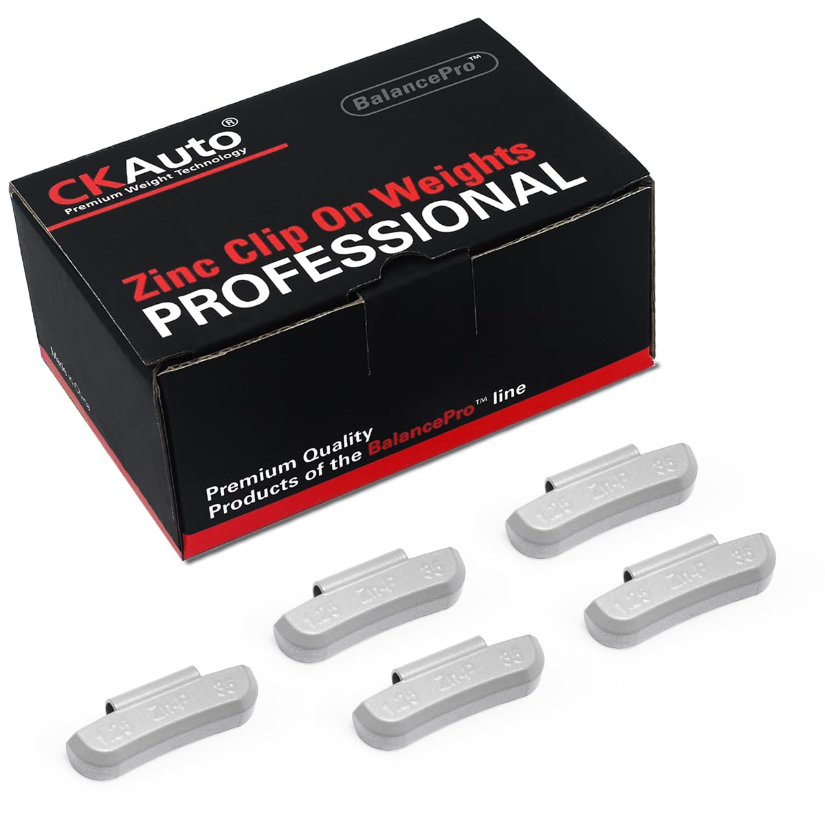 CKAuto P Series Zinc Clip on Wheel Weights 1.25oz, 5/4oz, Coated, 25Pcs/Box Fit for Steel Wheel