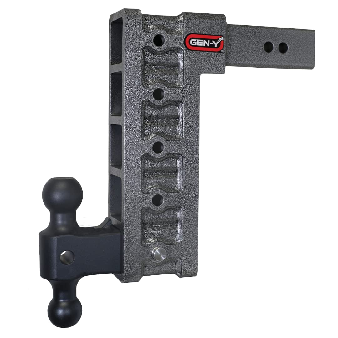 Gen-Y Gh-615 Mega-Duty Adjustable 12' Drop Hitch With Gh-061 Dual-Ball For 2.5' Receiver - 21,000 Lb Towing Capacity - 3,000 Lb Tongue Weight