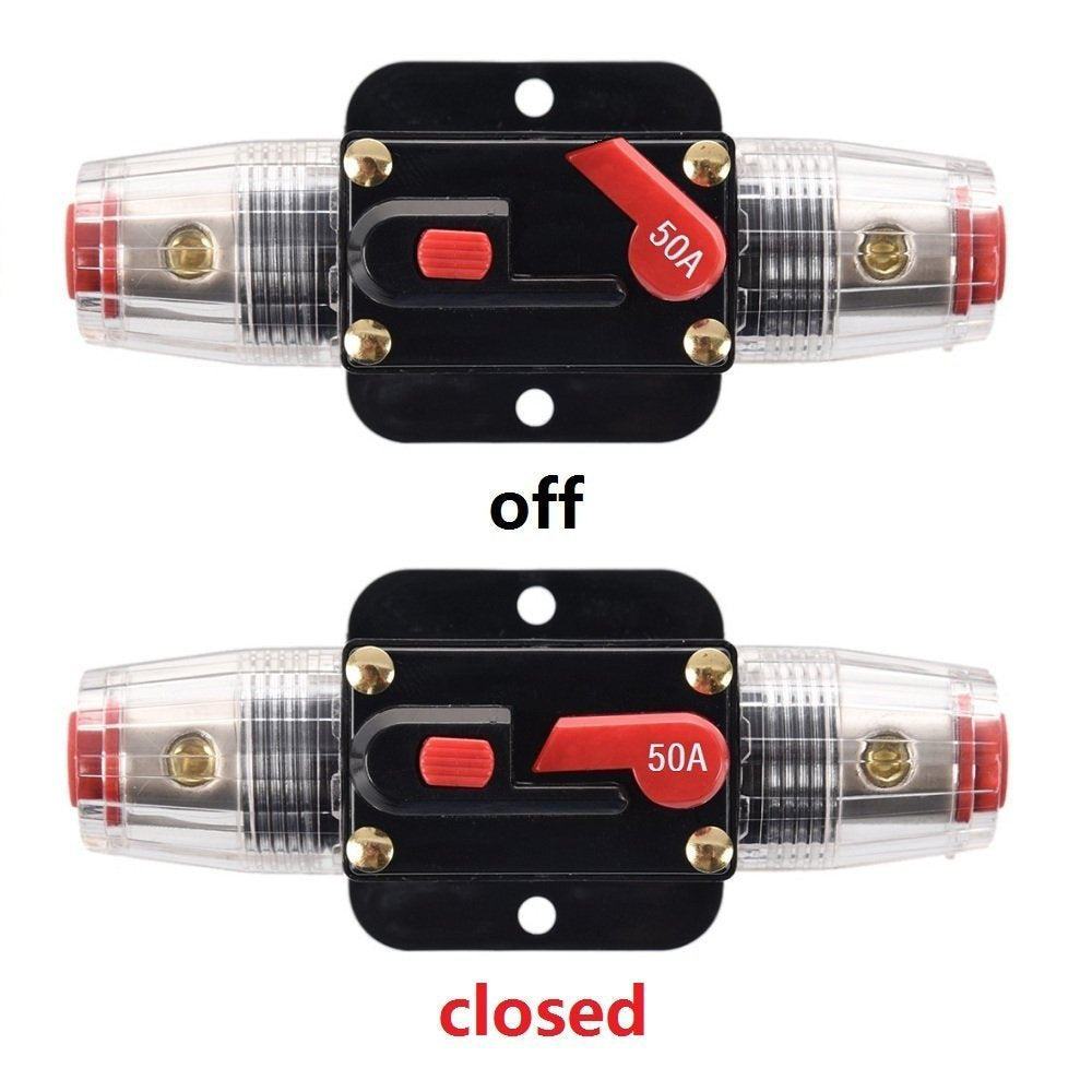 Rkurck 50 Amp Circuit Breaker Manual Reset Inline Fuse Inverter For Car Marine Trolling Motors Boat Atv Audio Solar Inverter Sys