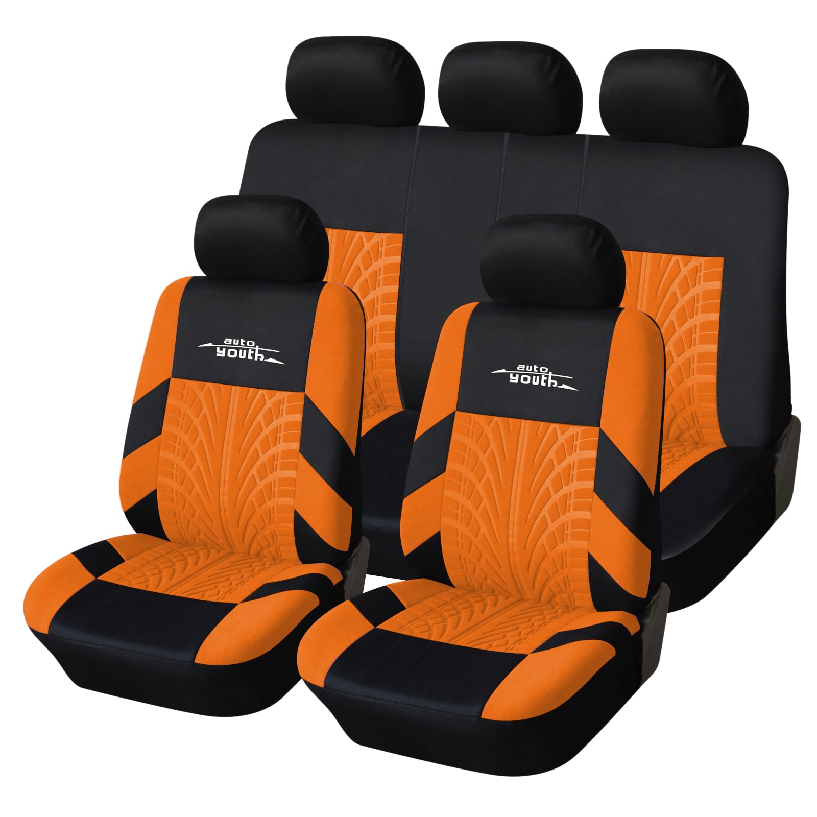 Autoyouth Orange Sport Seat Covers, 4Mm Composite Sponge, Airbag Compatible, Universal For Cars, Suvs, Trucks, Vans - Full Set,