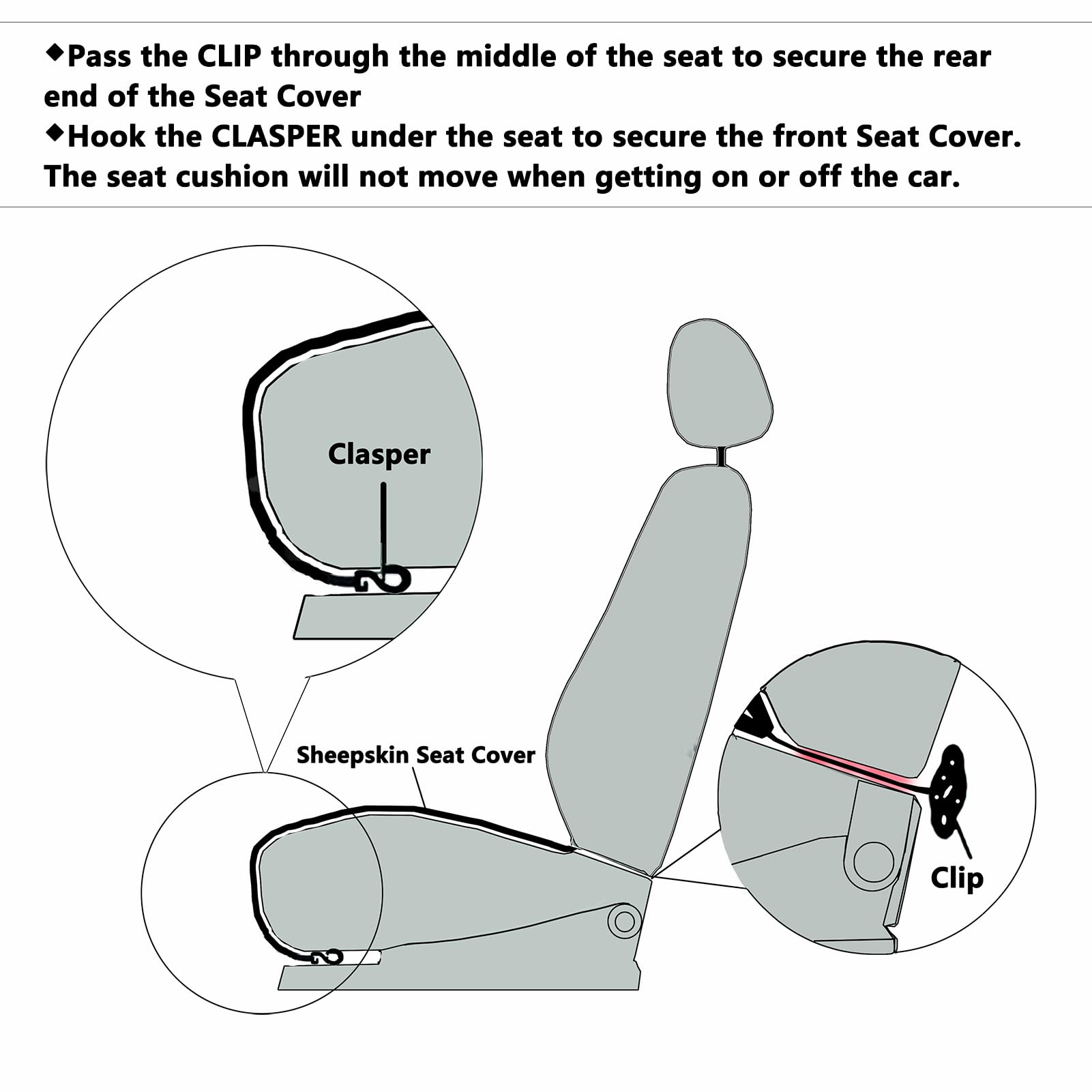 Ogland Fluffy Genuine Australia Sheepskin Car Seat Cover For Auto Interior Accessories With Soft Fuzzy Woolnatural Fur Non-Slip