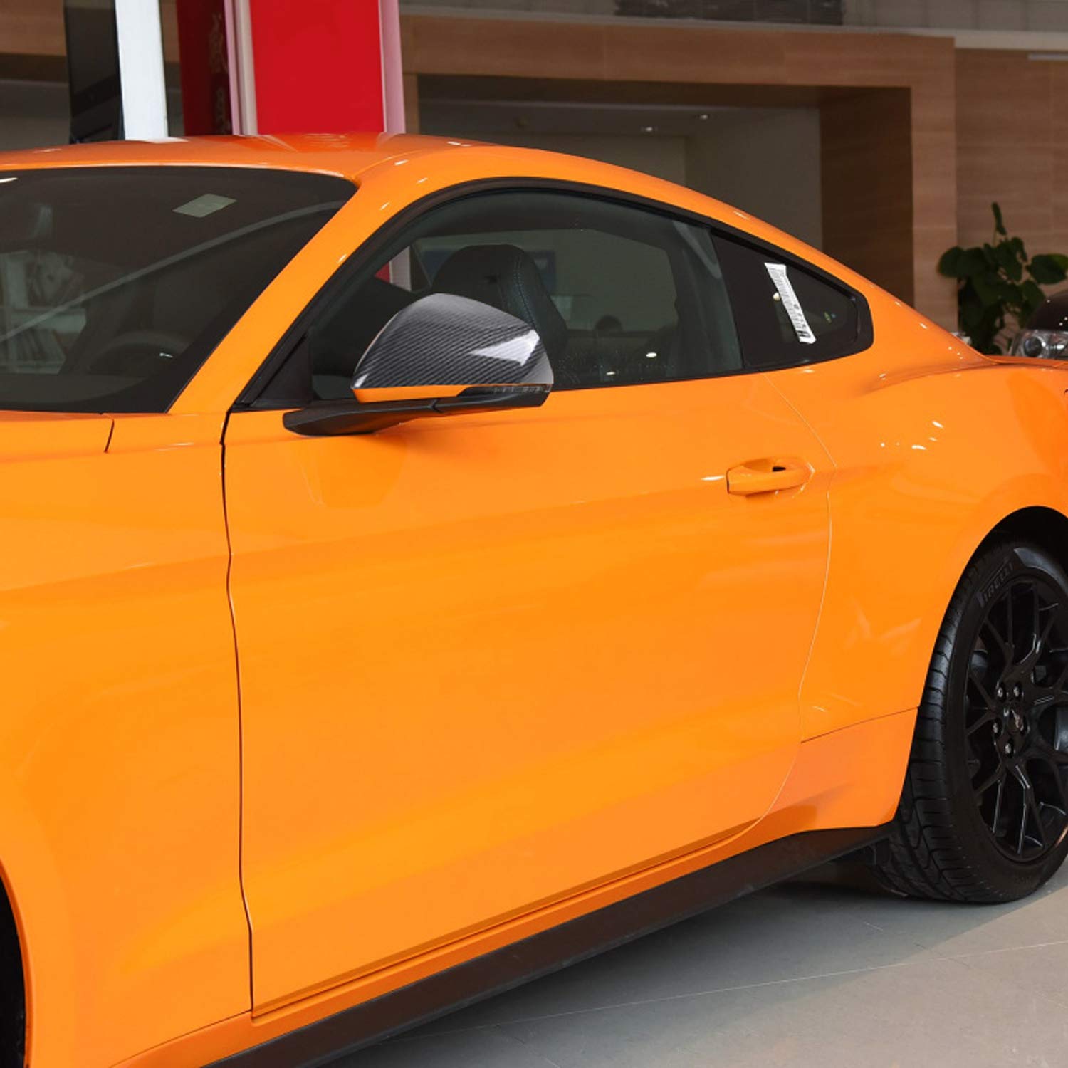 RT-TCZ Rearview Mirror Cover Trim Kit Decoration Compatible with Ford Mustang 2015 2016 2017 2018 2019 2020 2021 2022 2023 2024(Carbon Fiber Grain)