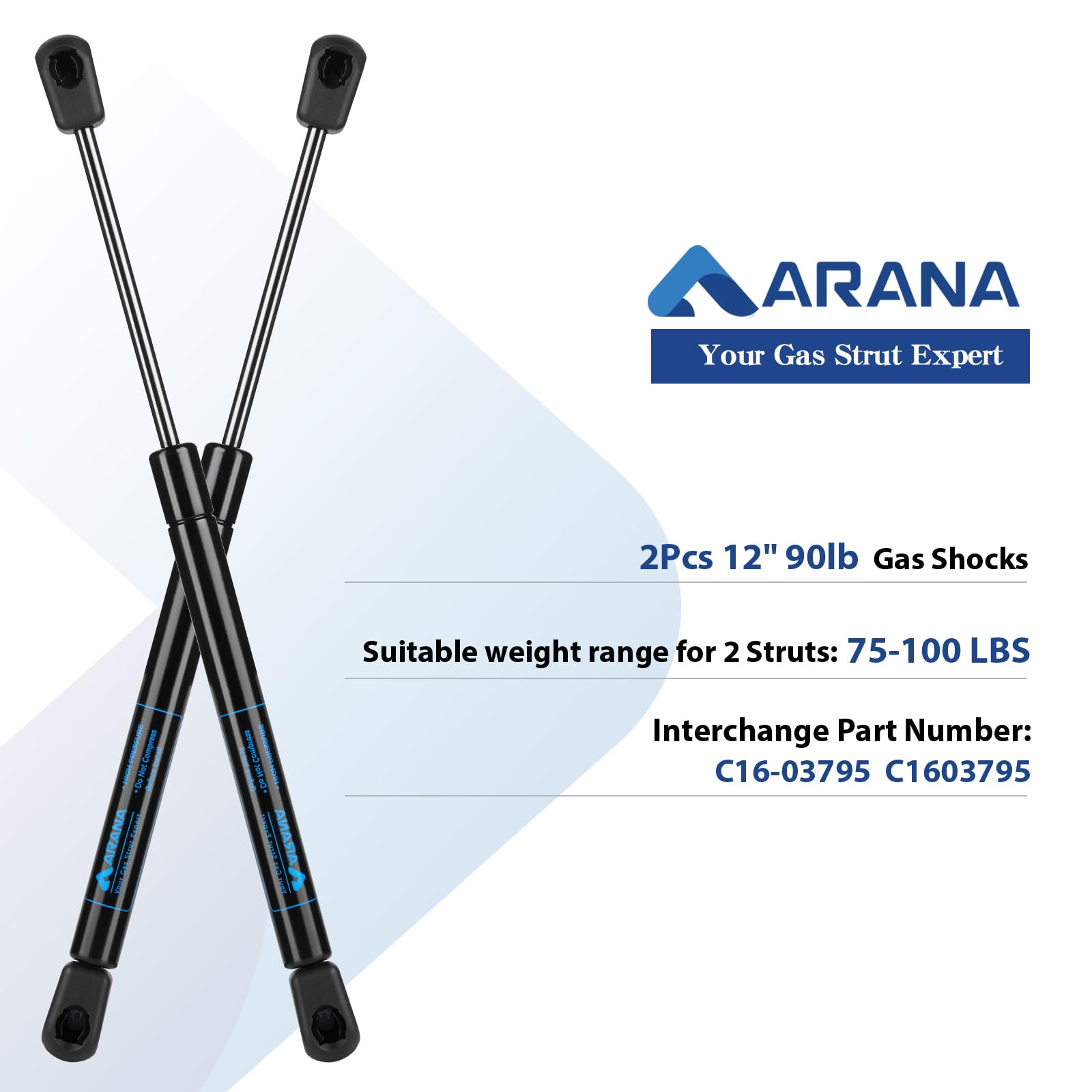Arana C1615056 12 Inch 90Lb/400N Gas Struts Shocks 4512 Lift Support For Cargo Door Motorhome Storage Compartment Truck Topper T