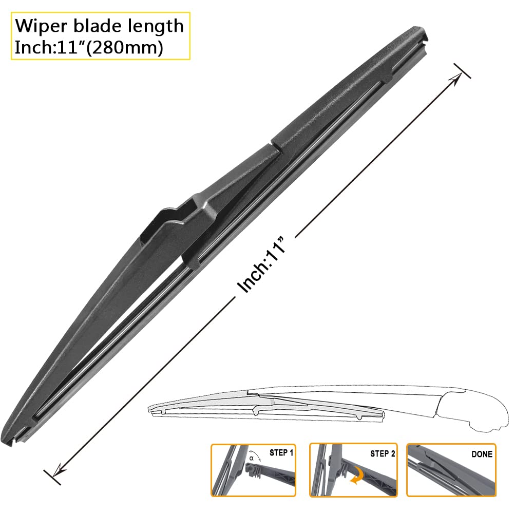 Autoboo 26''+19'' Windshield Wipers With 11'' Rear Wiper Blade Replacement For 2012 2013 2014 2015 2016 2017 Toyota Prius V -Ori