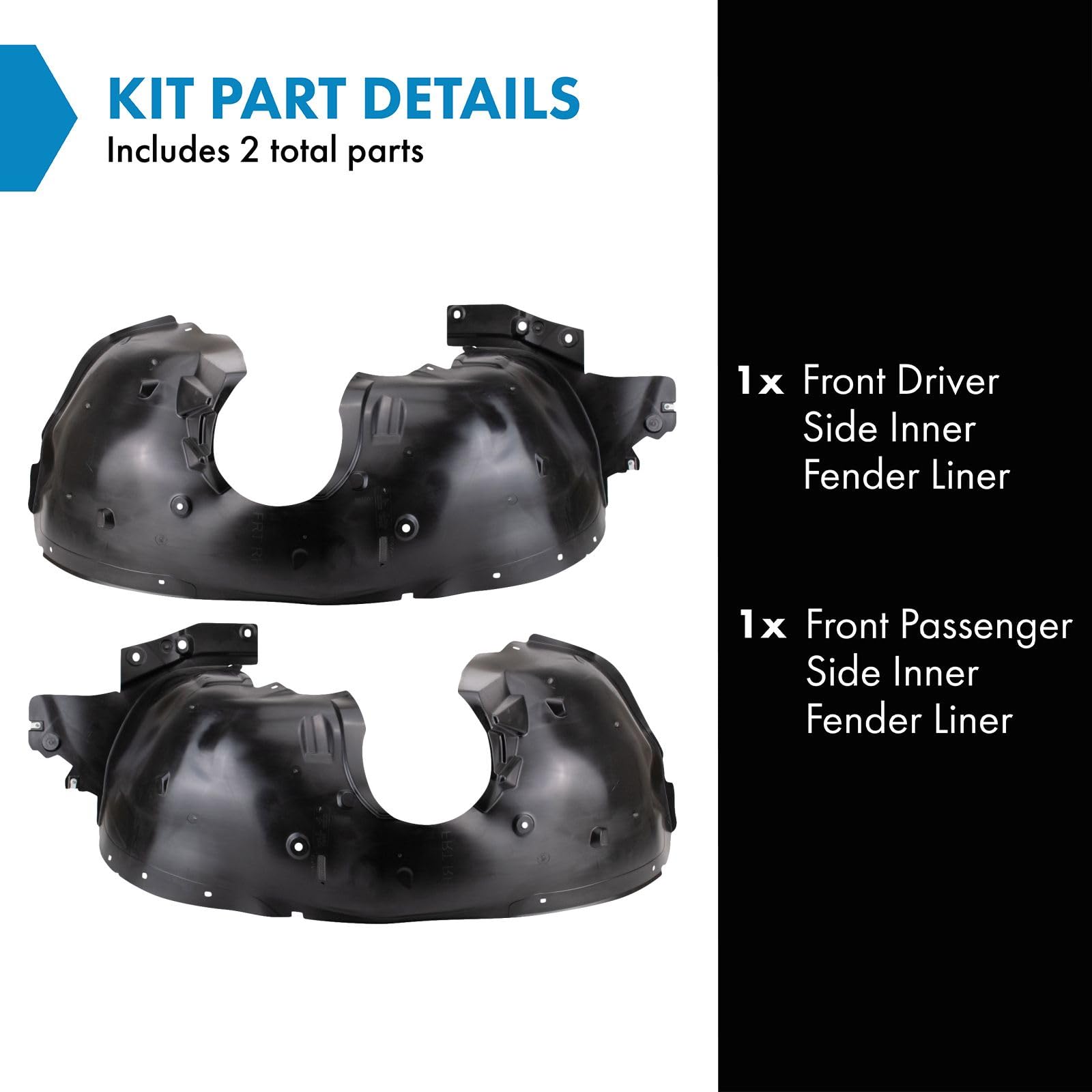 Trq Front Inner Fender Liner Set Compatible With 2021-2022 Chevrolet Trailblazer Gm1248308 Gm1249308