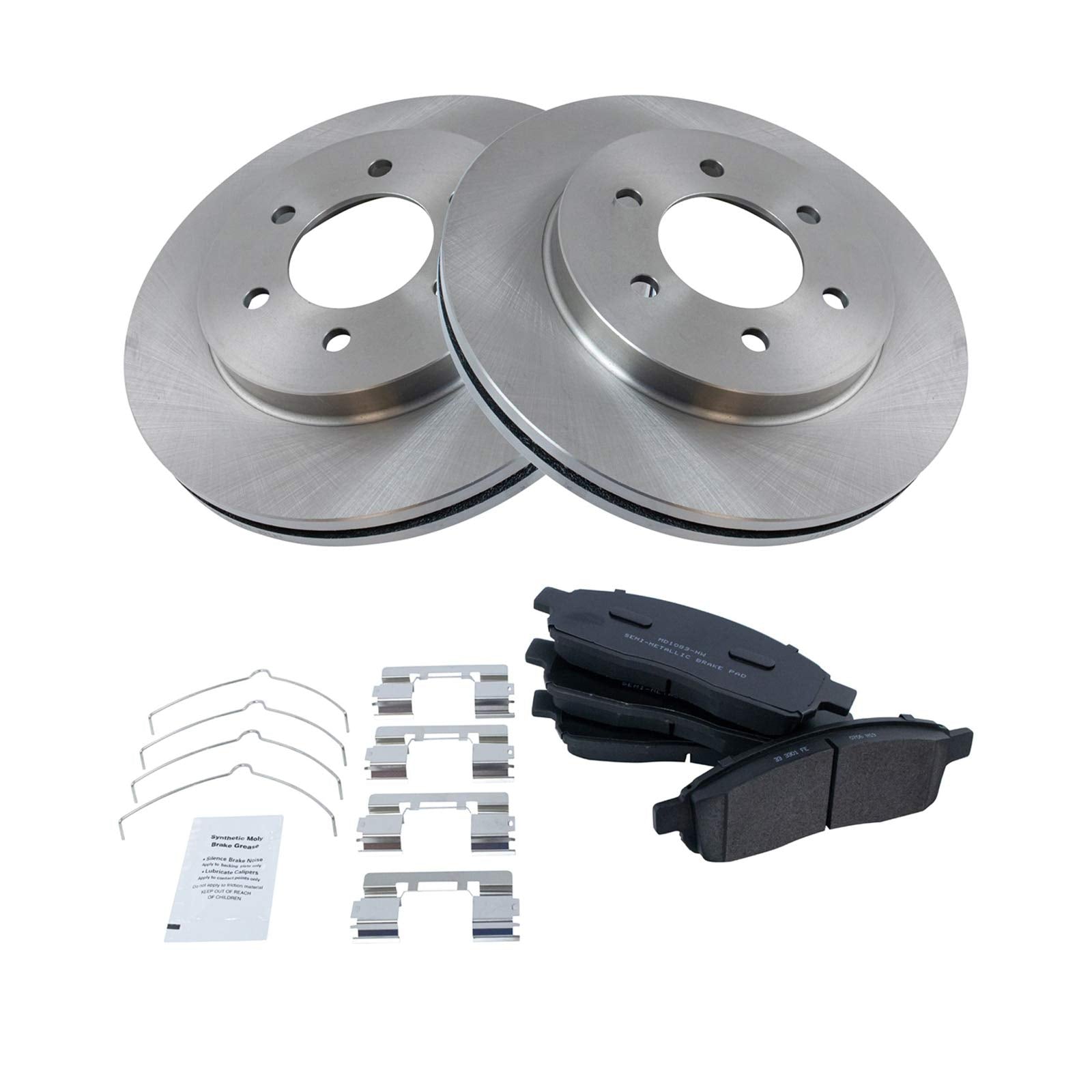 Trq Front Brake Pad & Rotor Kit Semi-Metallic Compatible With 2004-2008 Ford F-150 2006-2008 Lincoln Mark Lt