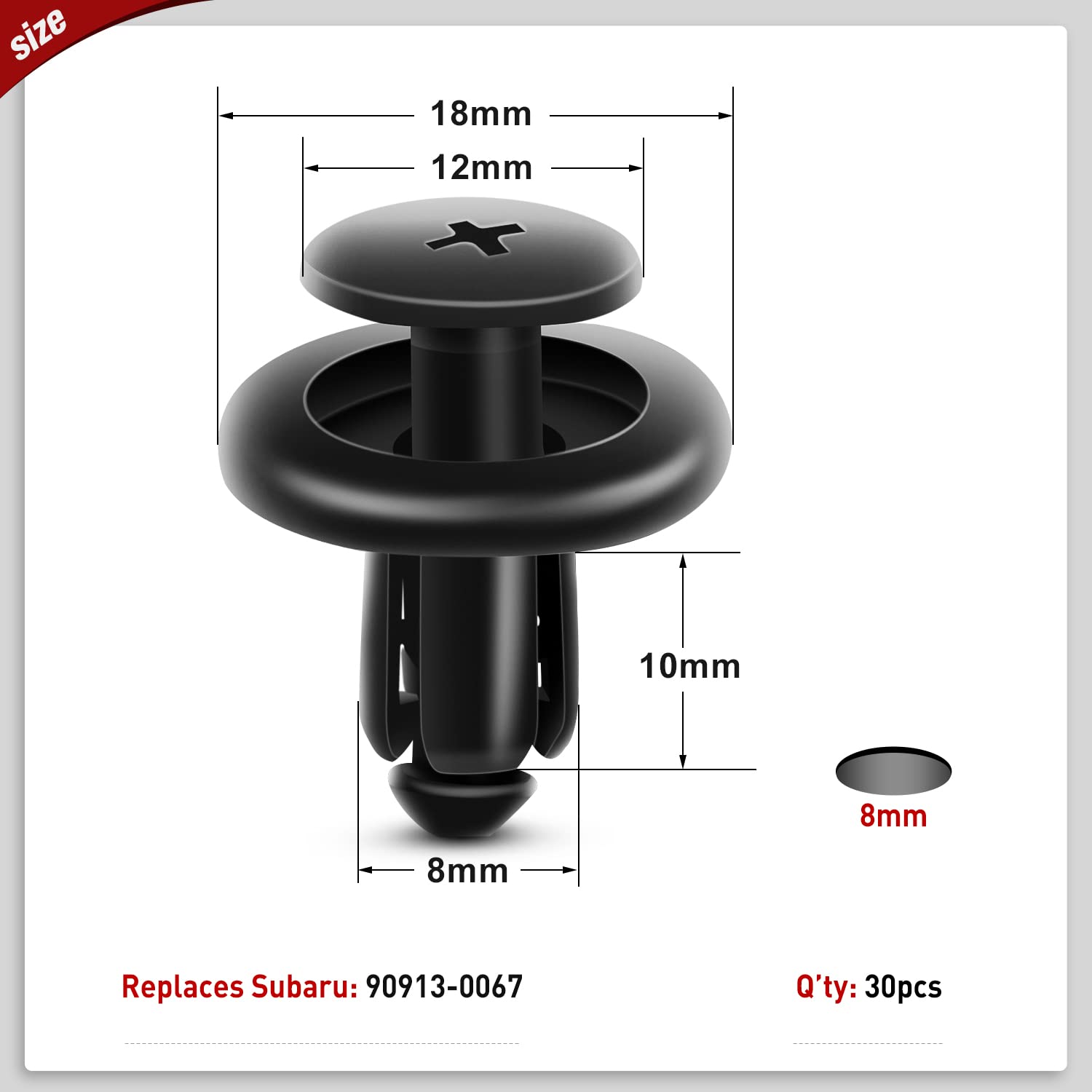 Nilight 100Pcs Car Retainer Clips 7Mm 8Mm 10Mm Nylon Push Type Retainer Clips,Bumper Fastener Rivet Clips For Subaru 90914-0007,