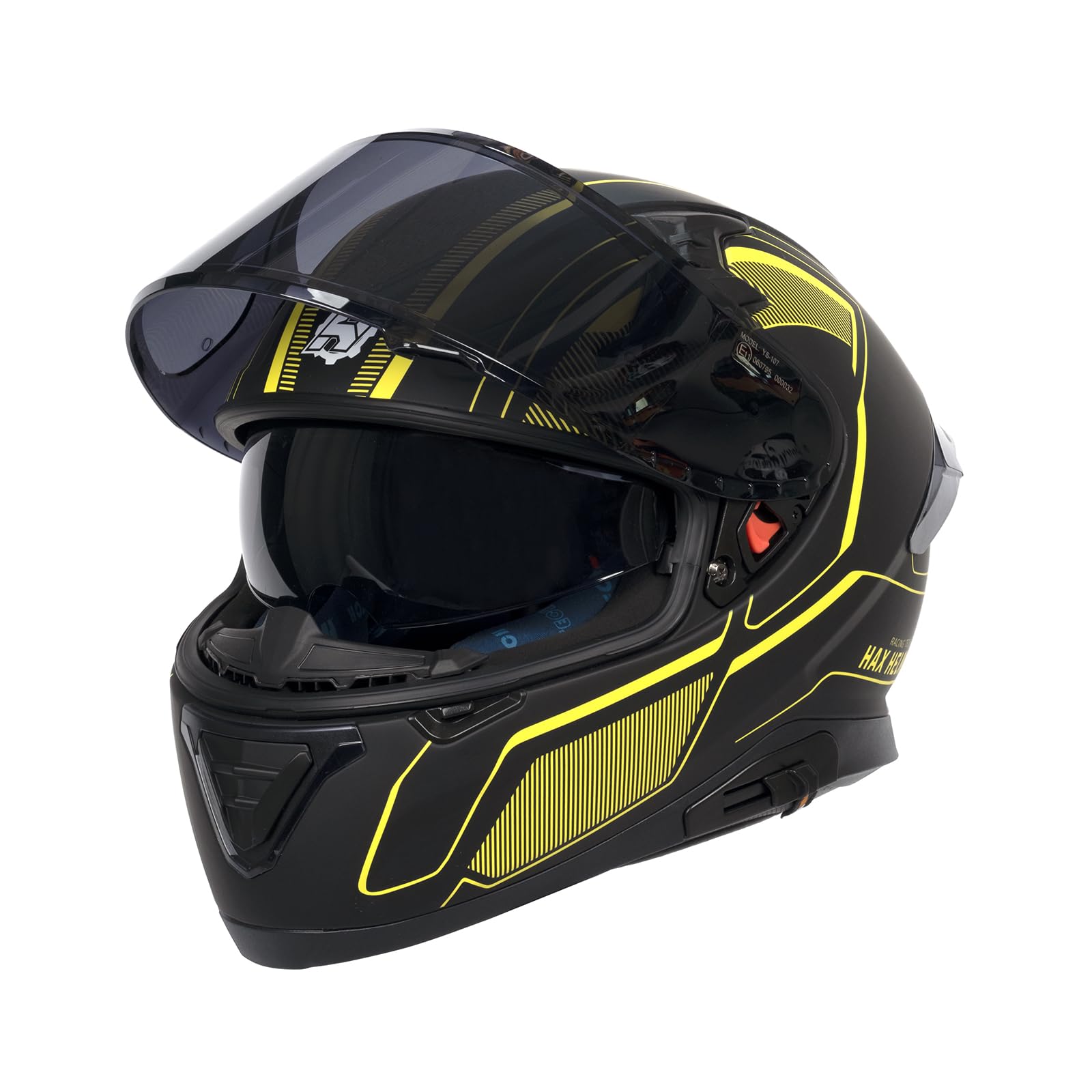 HAX Full Face Motorcycle Helmet with Dual Rear Wing and Pinlock Ready DOT Approved - Lightweight and Durable Motorbike Street Bi