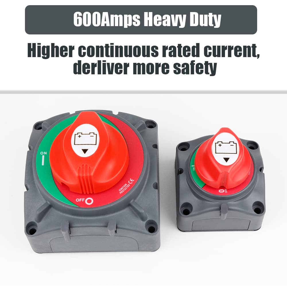 DIKJAK 600A Heavy Duty Battery Disconnect Switch, 12-48V Battery Cut Off Switch with Installation Accessories, Kill Switch Batte