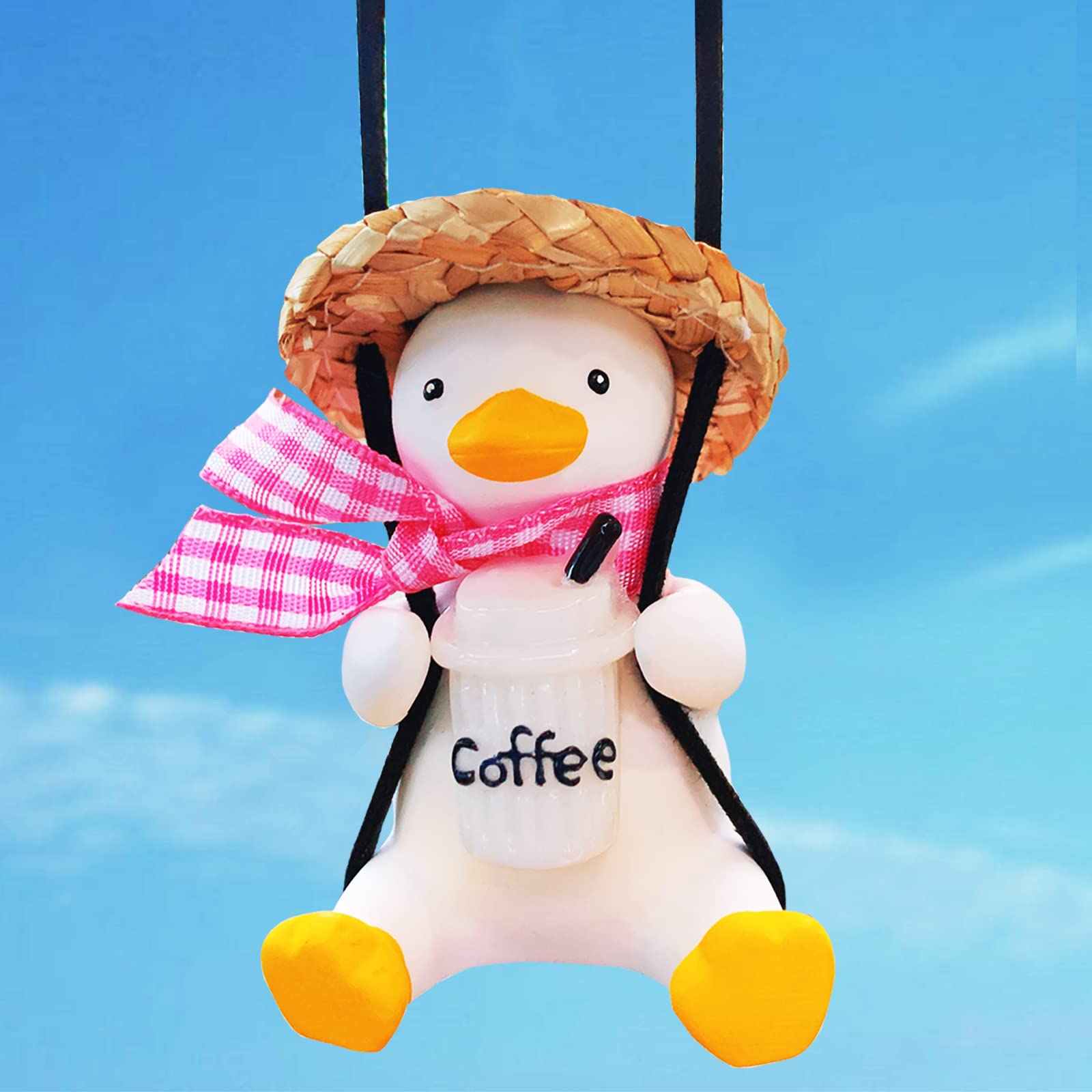 Swinging Duck Car Hanging Ornament, Pink Car Mirror Hanging Accessories, Cute Car Decor Charm Pendant Rear View Mirror Accessories Car Interior Accessories, Office/ Home Decor