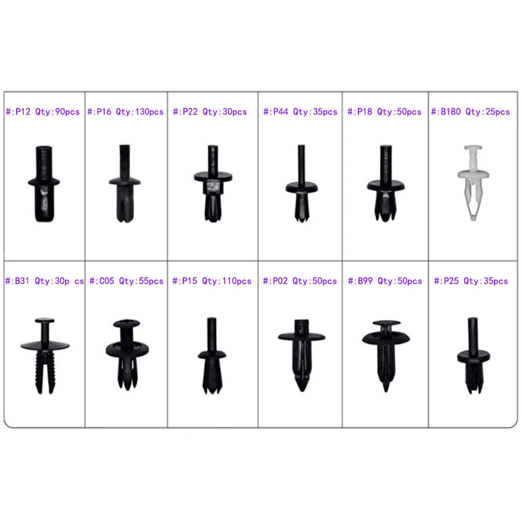 690-Piece Car Automotive Push Pin Rivet Trim Clip Panel Body Interior Assortment Retainer Assortment Clips