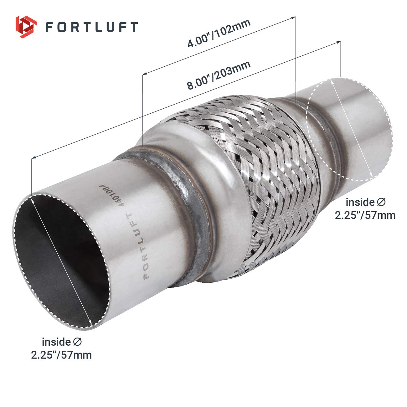 Fortluft Exhaust Flex Pipe (Exhaust Flex Connector With Extension Pipes, 2.25''X4.00''8.00''/57X102X203Mm)