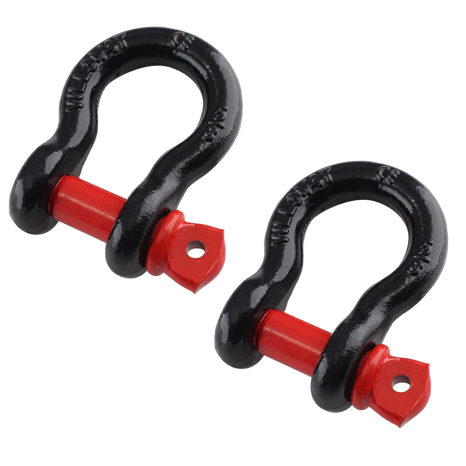 Qjaiune 2Pcs 5/8 Inch D Ring Shackle, D Shackle Rugged 19.5 Ton(42990 Lbs) Maximum Break Strength, 3.25 Ton (7165 Lbs) Capacity