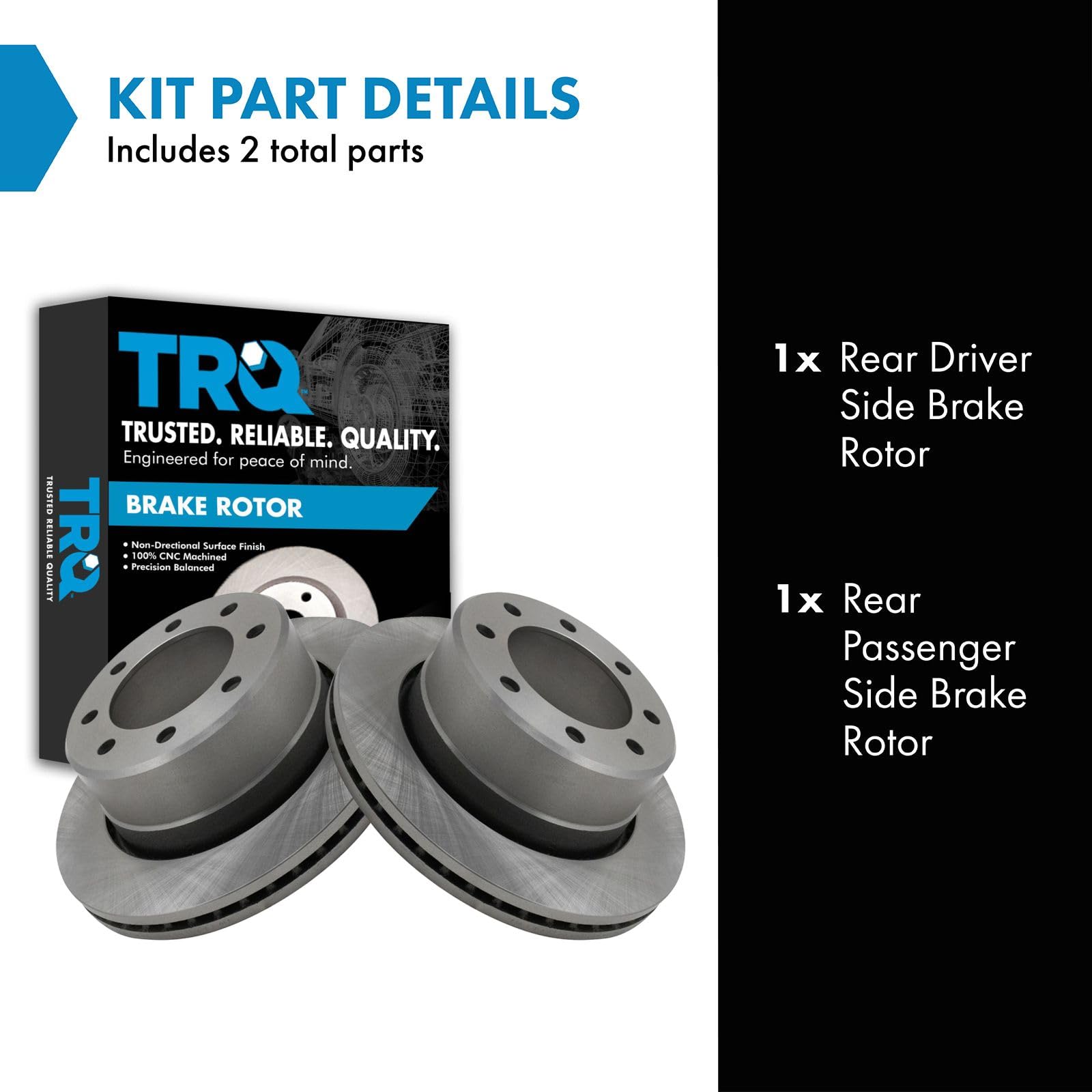 Trq Rear Brake Rotors Set Solid Compatible With 2009-2010 Dodge Ram 2500 Ram 3500 2012 Ram 1500 2011-2022 2500 3500