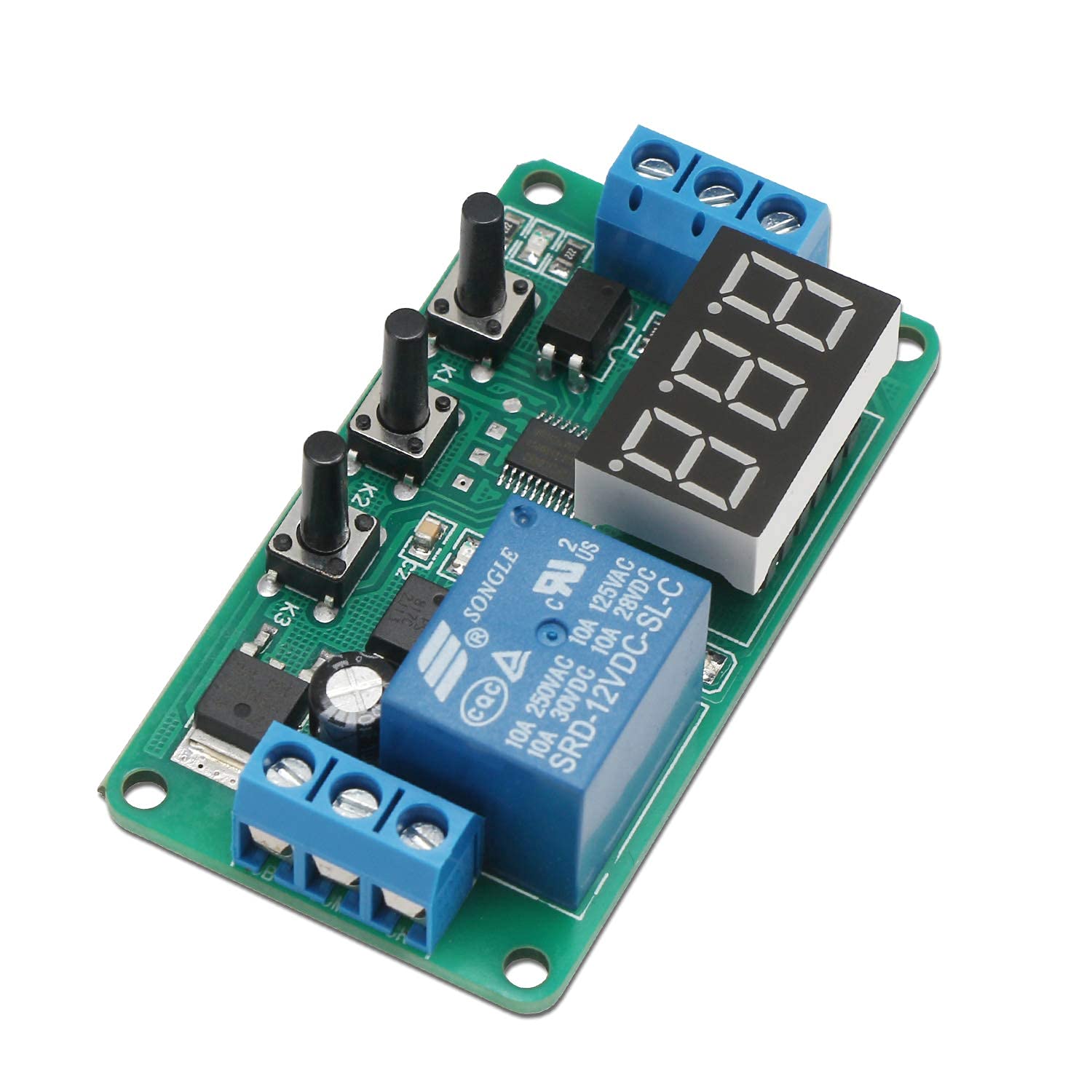 DROK 12V Timer Relay - Digital Delay Switch, 0.1s to 999min, 50mA, 4-Mode Automotive Module with LED Display, 1pcs