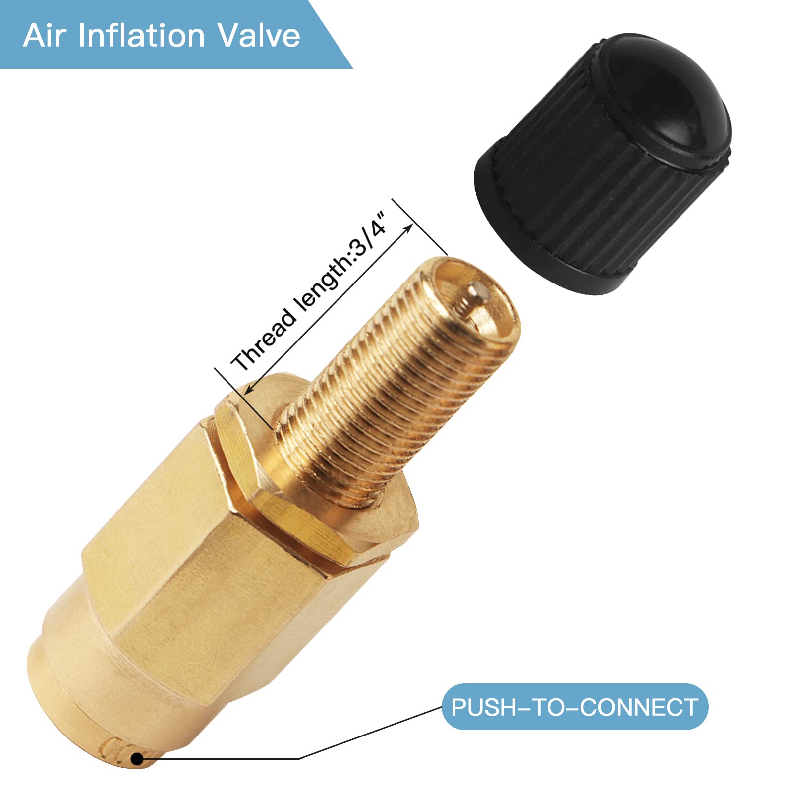 1/4 Dot Air Line Kit For Spring Bag Suspension, Include Truck Trailer Brass Dot Air Brake Line Fittings -Schrader Valves,1/4 Npt Elbow Fitting,Union Tee And And 20 Feet Tubing