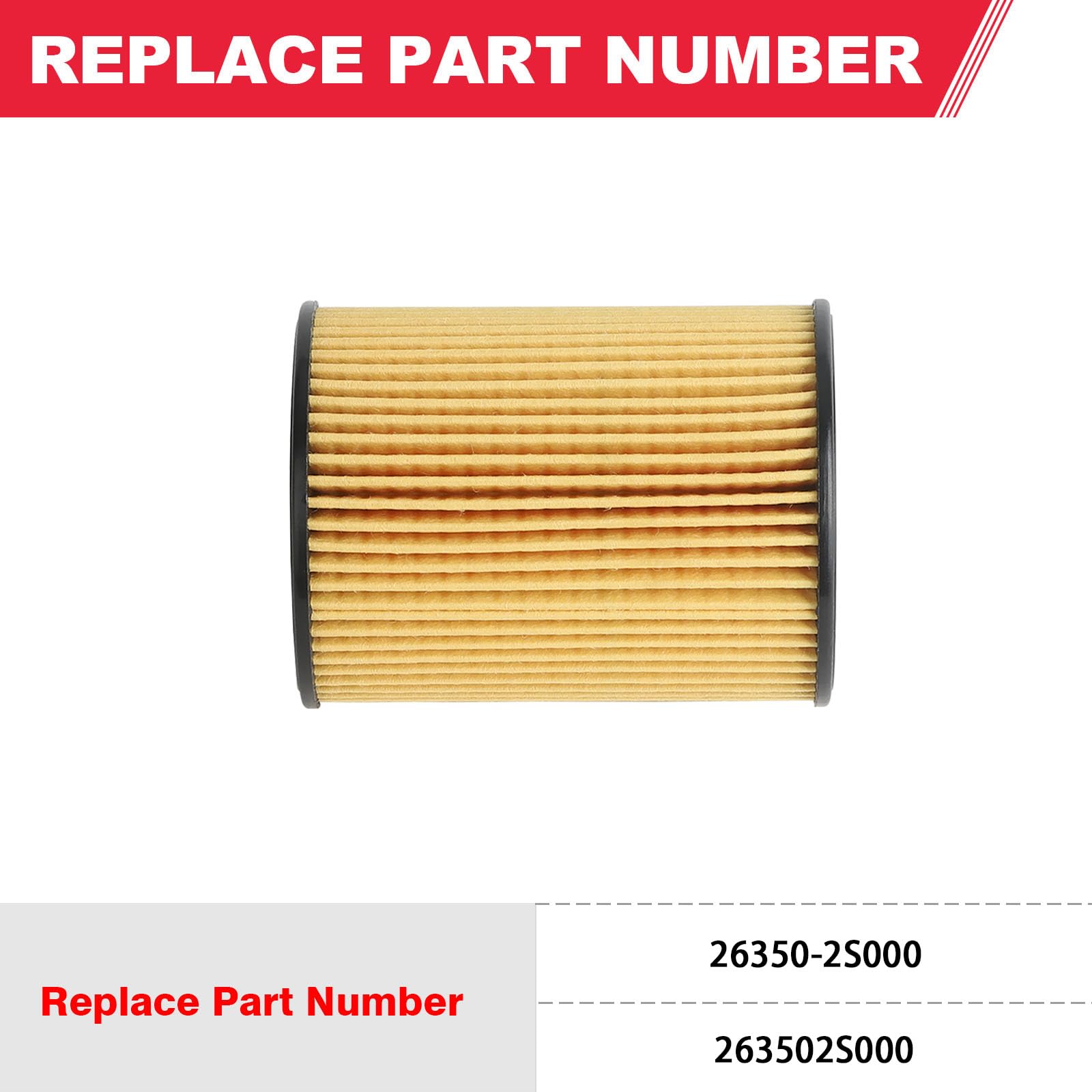 26350-2S000 Oil Filter Fits For 2020-2023 Hyundai Tucson Sonata Santa Kia Sorento K5 2.5L Engine Replaces# 263502S000 (2 Pcs)