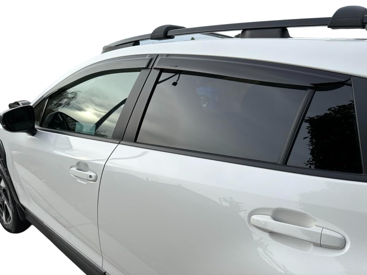 Optimal Co Tape-On Side Window Deflectors for Subaru Crosstrek/Impreza, Smoke Tinted, Reinforced Acrylic, 2024-2026, Black