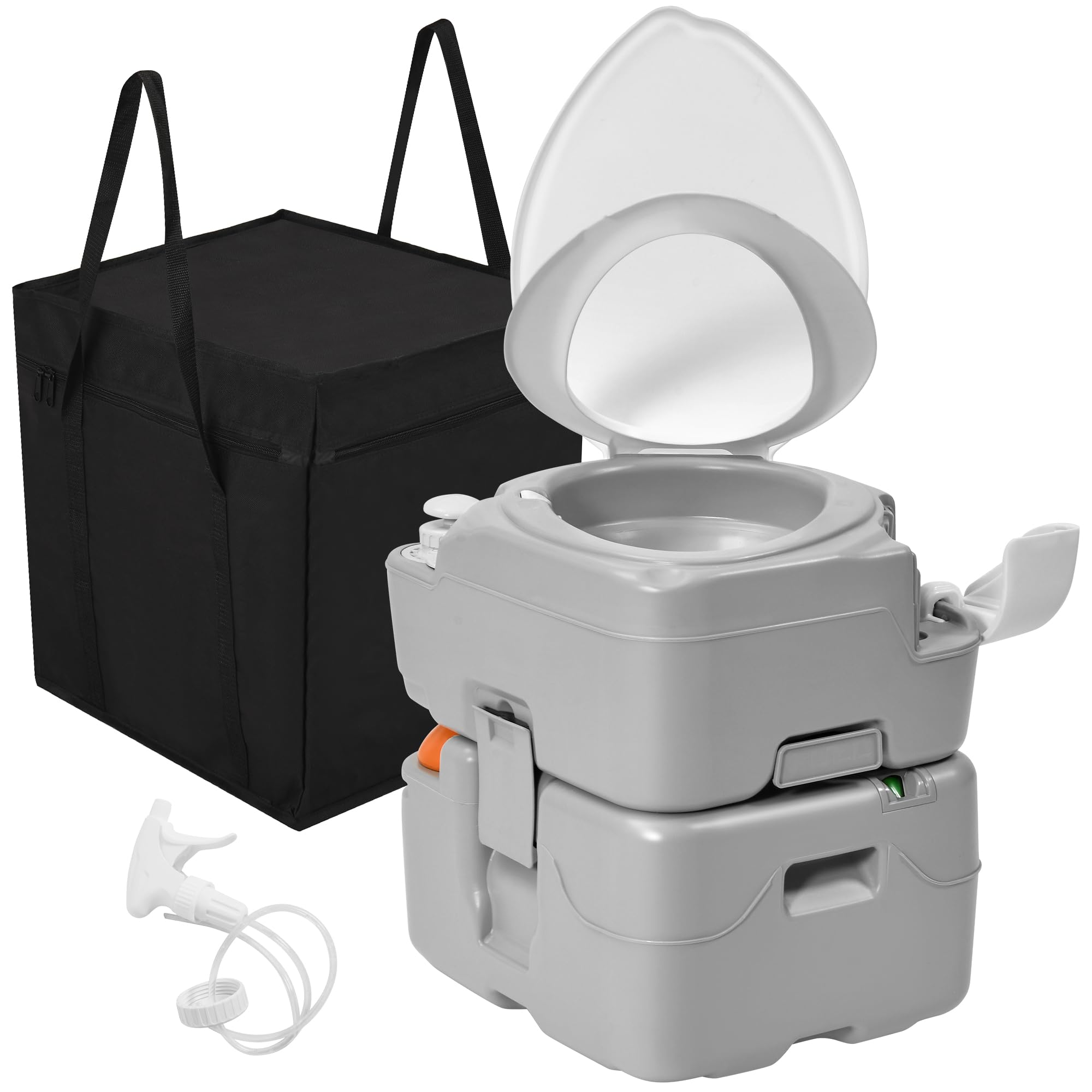 Yitahome Portable Toilet Camping Porta Potty 5.8 Gallon With Diagonal Bowl, Hand Sprayer, Level Indicator, Rotating Spout, Carry