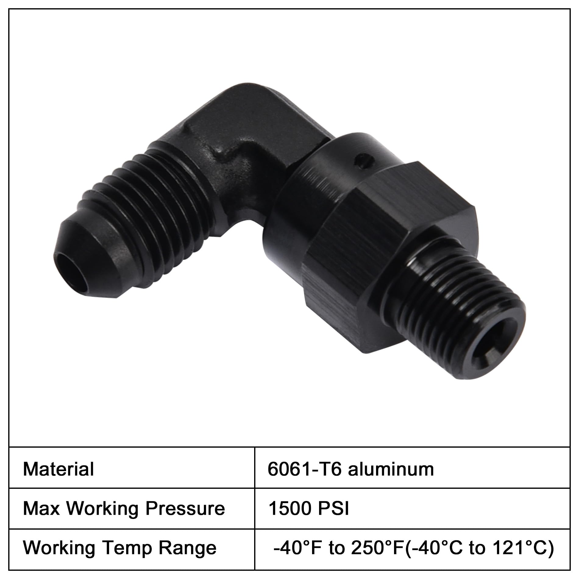 Evil Energy 4An Male Flare To 1/8 '' Npt 90 Degree Swivel Fitting Adapter Aluminum Black