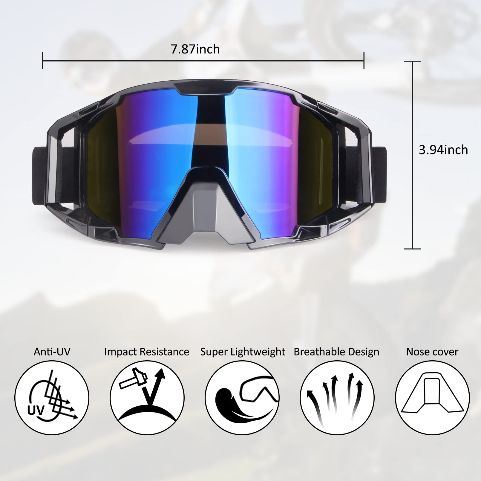 Motorcycle Riding Goggles Off Road Motocross Goggles Dirt Bike ATV Dust Shatterproof Racing UV Protection Goggles UTV MX Helmet