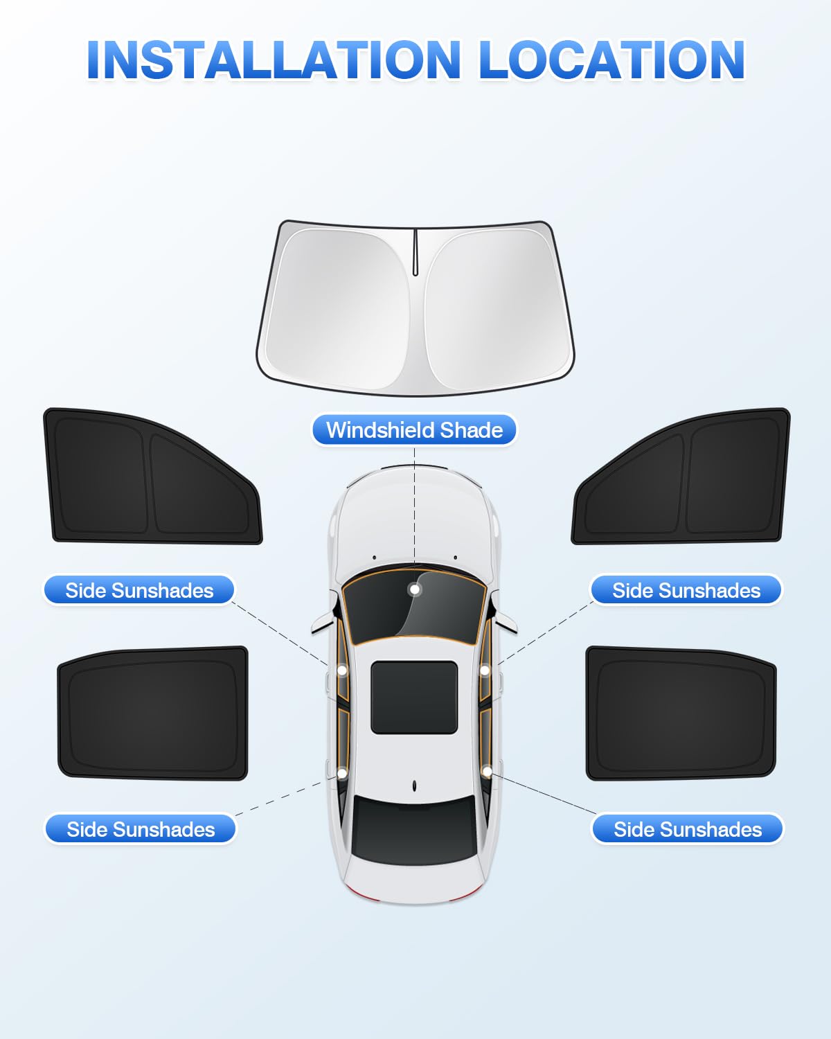 Canvcle Sunshades For Gmc Sierra 1500 2500 3500 2019-2024 2025 Accessories Windshield Sun Shade Side Rear Window Shade Cover Sun