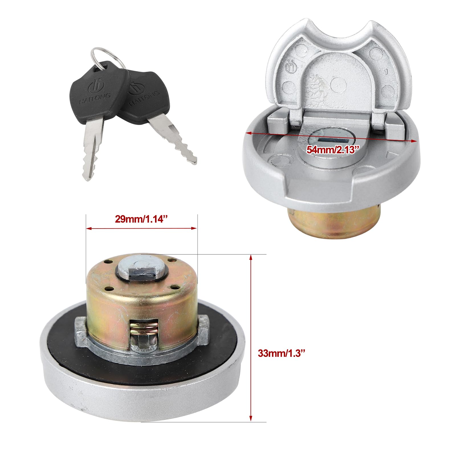Minho Motorcycle Gas Caps with Switch Lock Made of Alumium Alloy Material,Fuel Tank Cap Fit for Chinese GY6 Scooter Mopeds Taota