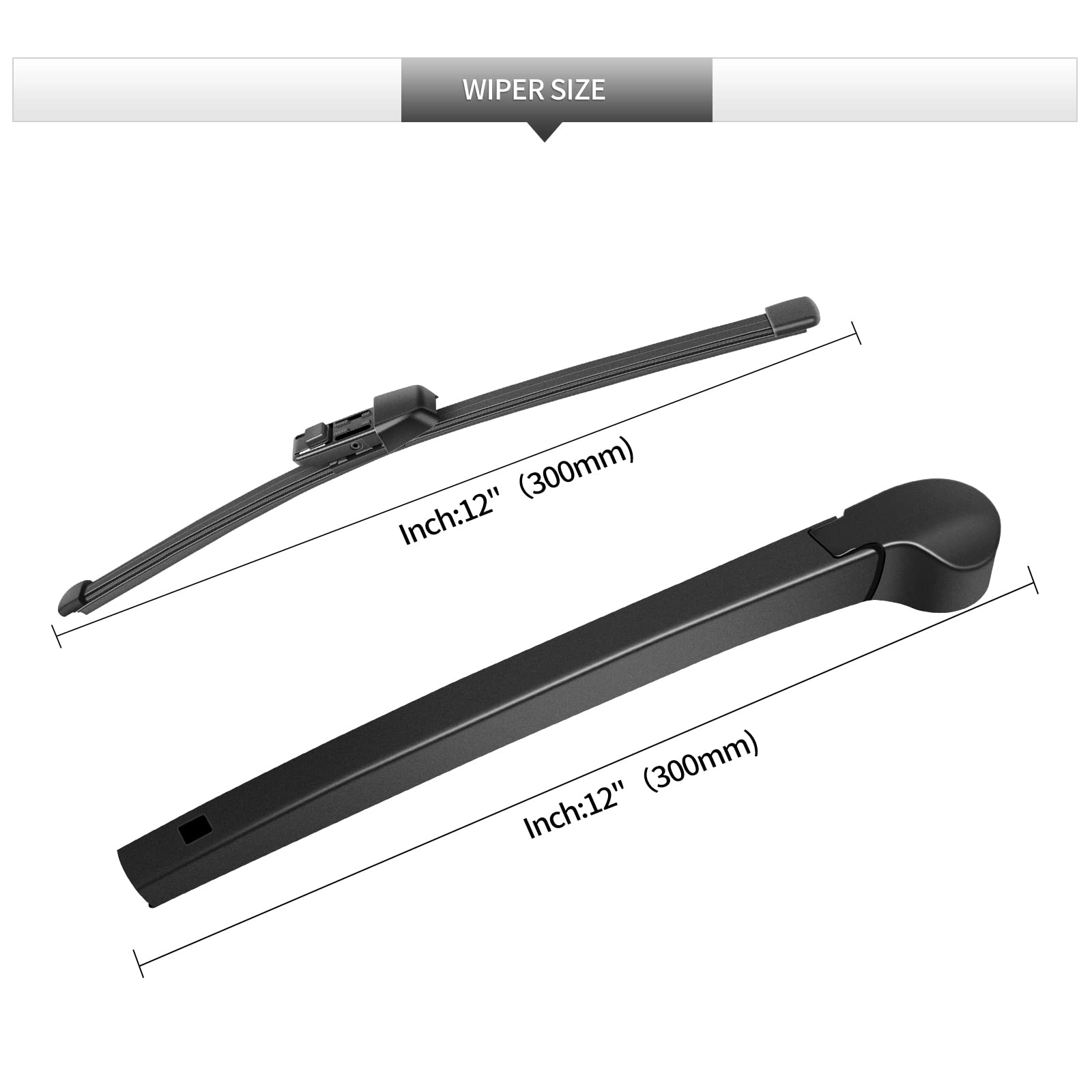 Gardimu Rear Wiper Blade Assembly, Back Windshield Wiper Blades Arm Accessories Replacement For Volkswagen Atlas 2018-2024, Rear Wiper Blade And Arm Set For 2018 2019 2020 2021 2022 2023 2024