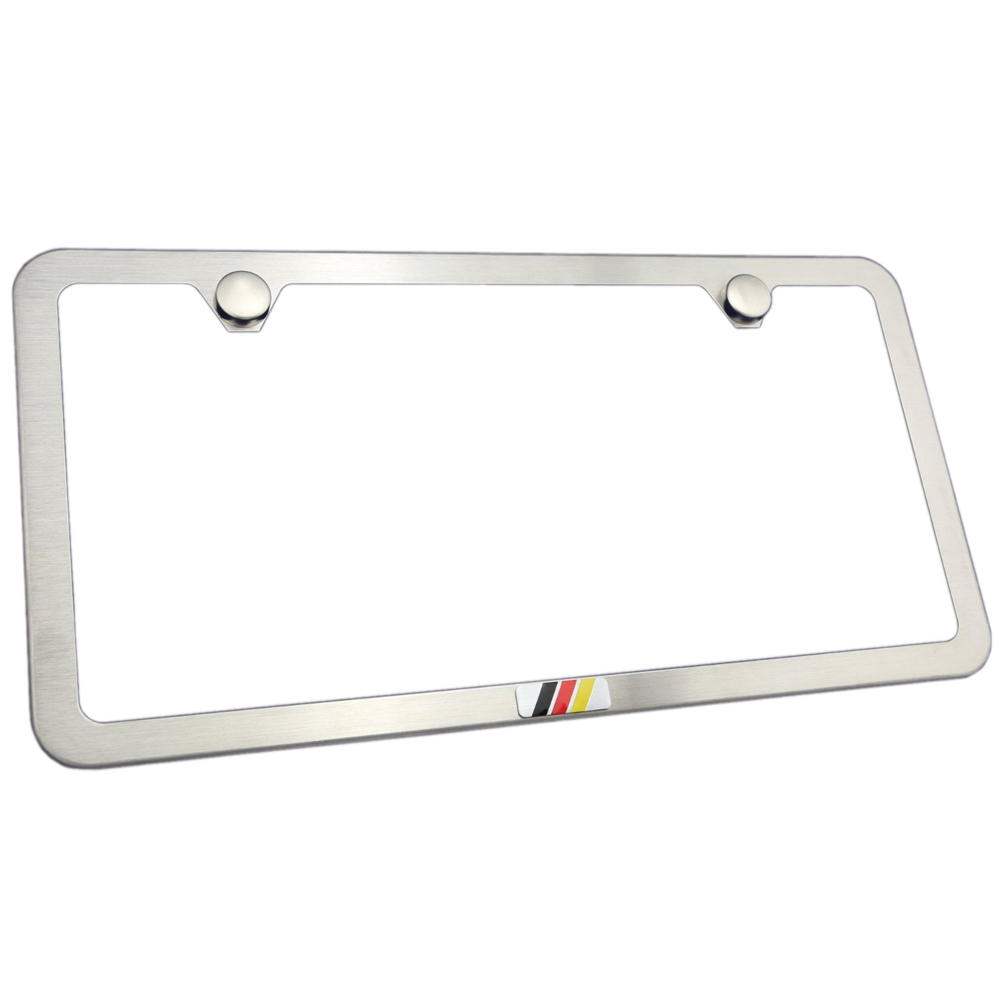 eVerPlate Slim Stainless Steel License Plate Frame - German Flag Emblem - 12"x6" Size - Durable Metal Design