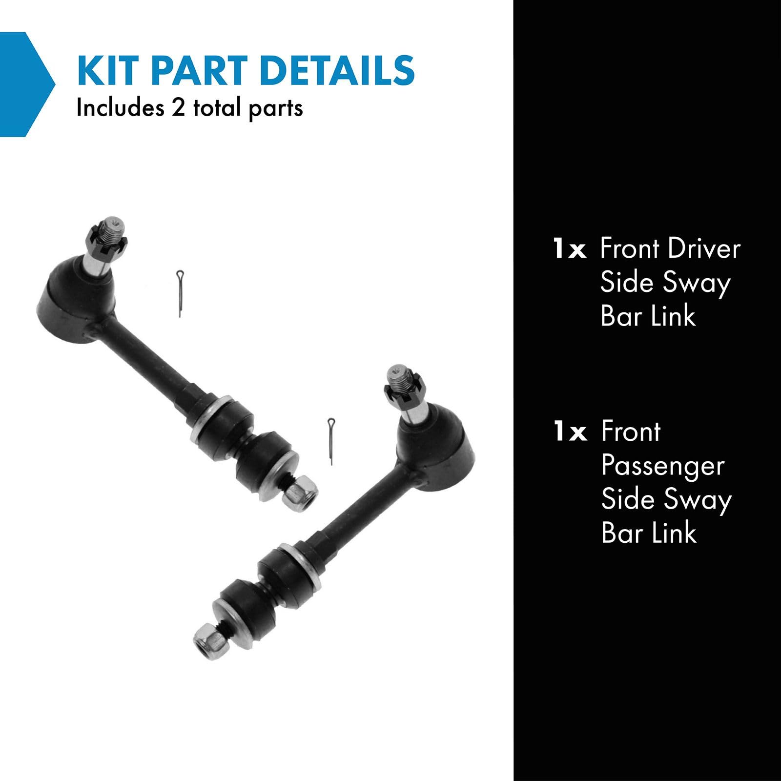 Trq Front Sway Bar Stabilizer Link Set Compatible With 2000-2001 Dodge Ram 1500 2000-2002 Ram 2500 Ram 3500