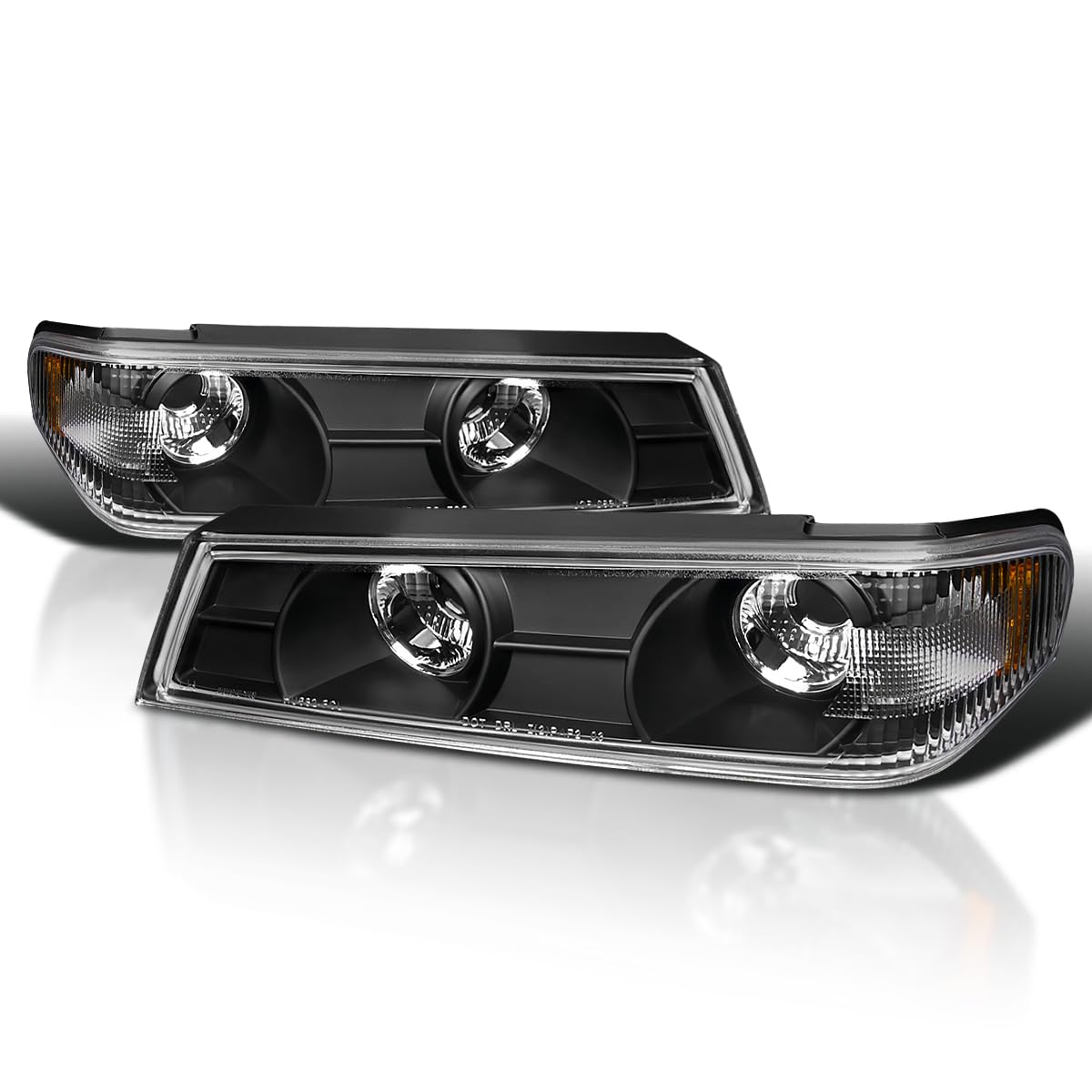 Spec-D Tuning Black Housing Clear Lens Bumper Corner Lights Compatible With 2004-2012 Chevy Colorado Gmc Canyon L+R Pair Assembl