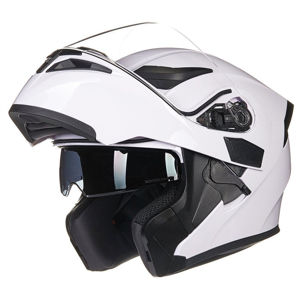 Ilm Motorcycle Dual Visor Flip Up Modular Full Face Helmet Dot 6 Colors Model 902 (Xl, White)