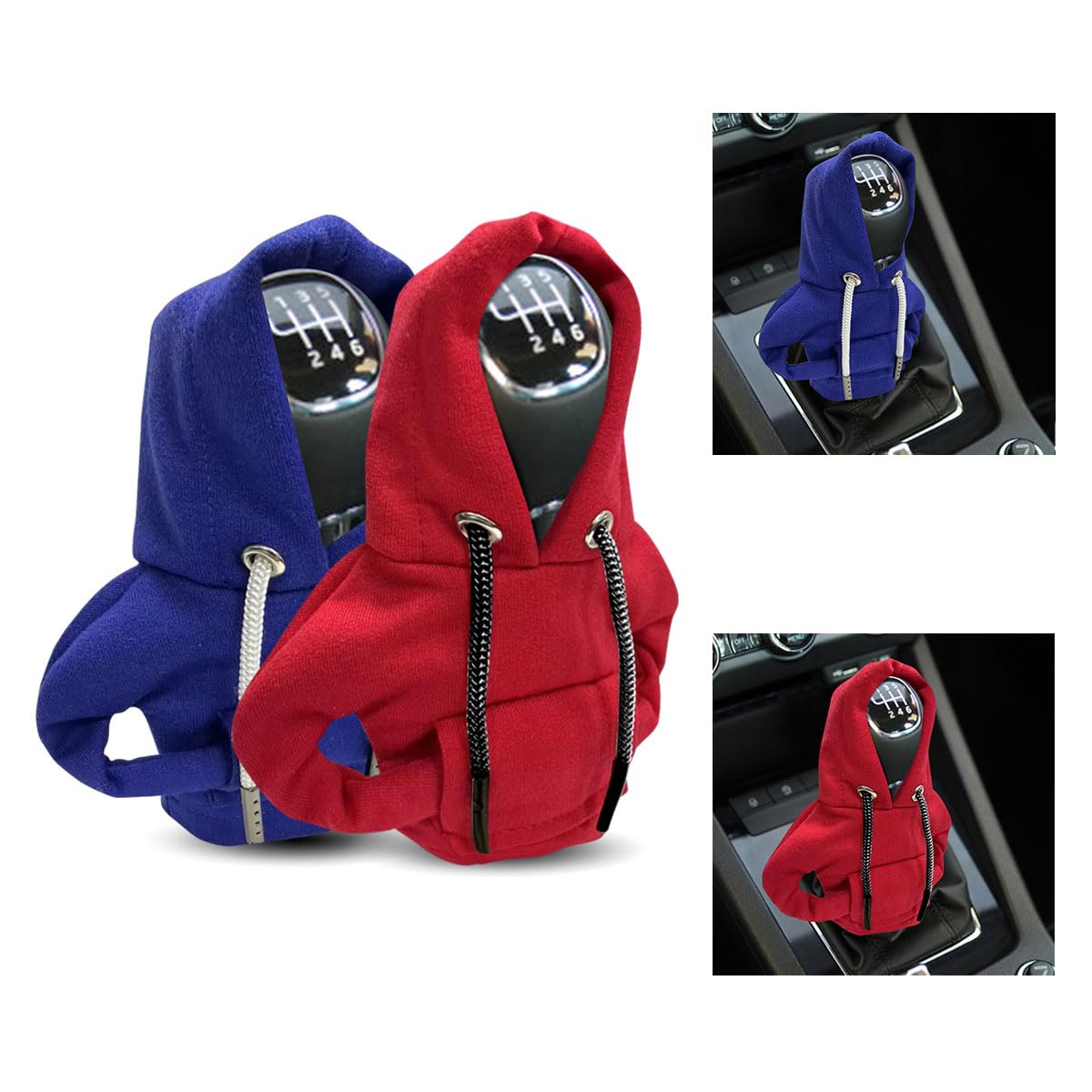 Joycourt 2Pcs Car Gear Shift Cover, Winter Warm Fashionable Hoodie Car Shift Knob, Auto Decor Interior Accessories Shift Knob Fo