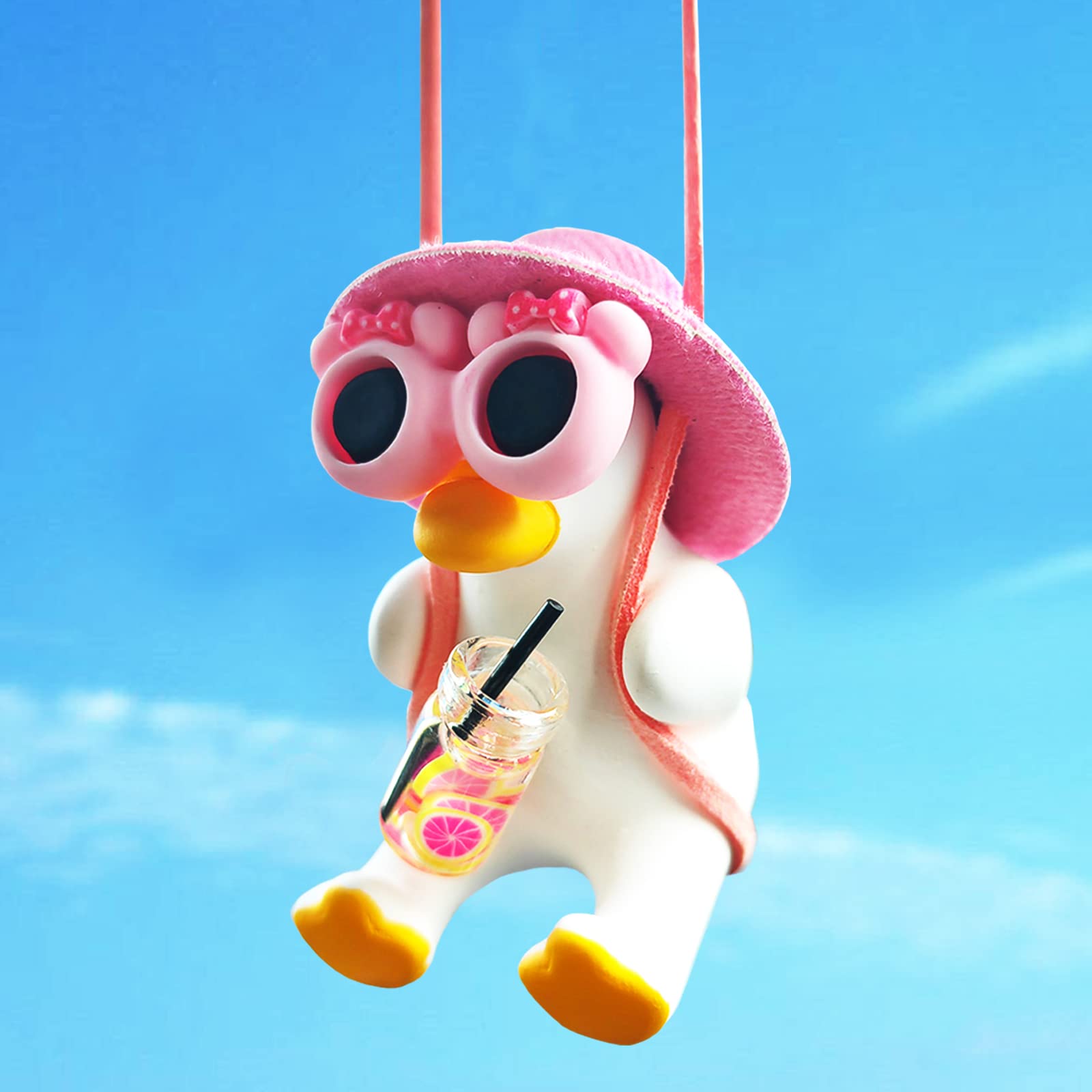 Motaney Swinging Duck Car Hanging Ornament, Pink Car Mirror Hanging Accessories, Cute Car Charm Pendant Rear View Mirror Accessories Car Interior Accessories, Small Gifts Office/Home/Room Decor