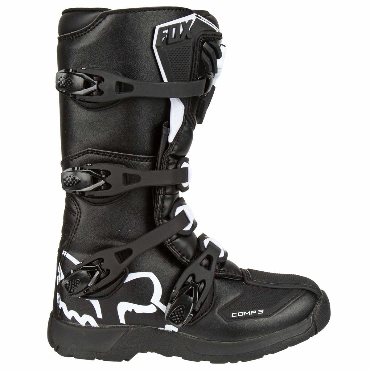 Fox Racing Unisex-Child Youth Comp 3 Motocross Boot,Black,Big Kid 4
