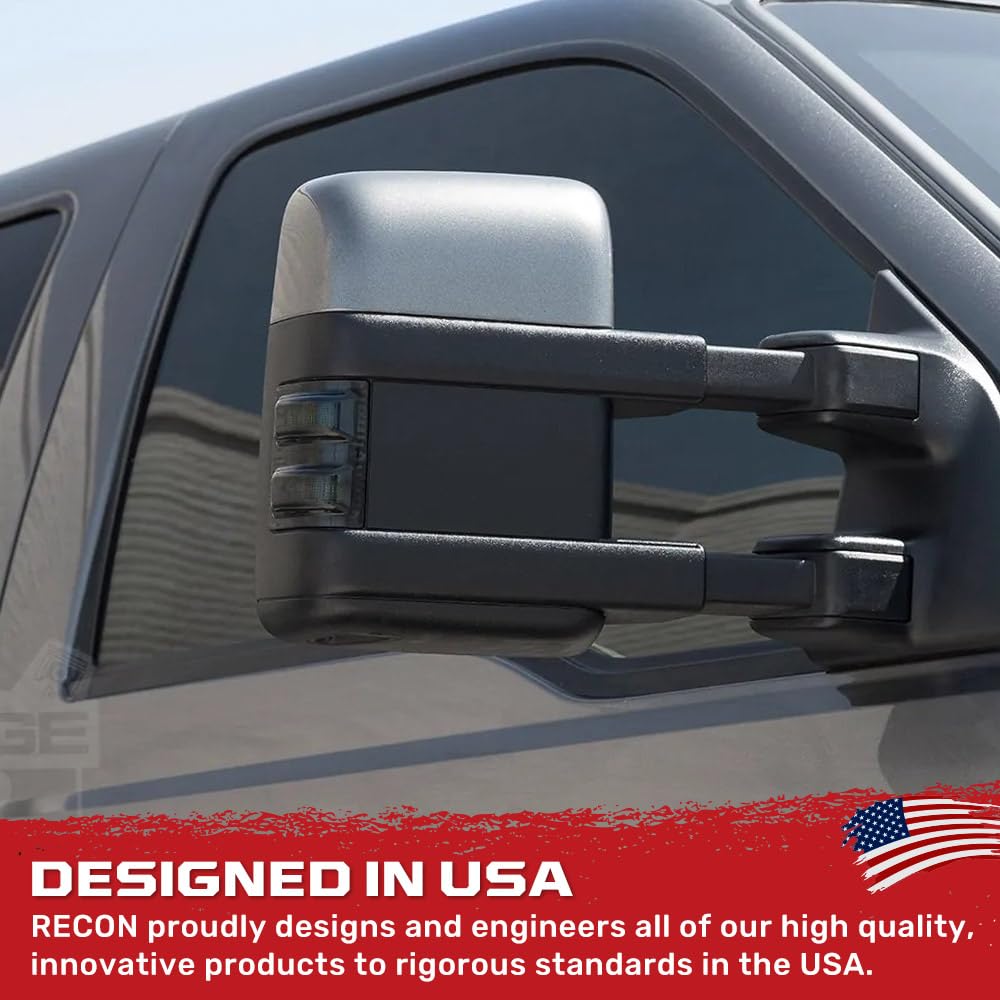 Recon - Fits 08-16 Super Duty (F250, F350, F450) Side Mirror Lenses Ultra Bright White Or Amber Led Lights - Smoked Lens (Amber Led)