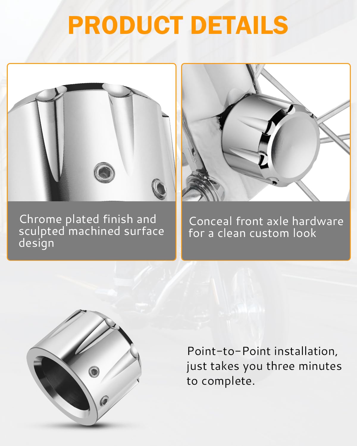 Pbymt Chrome Front Axle Nut Cover Cap Compatible For Harley Softail Electra Road Street Glide Sportster 2002-2024