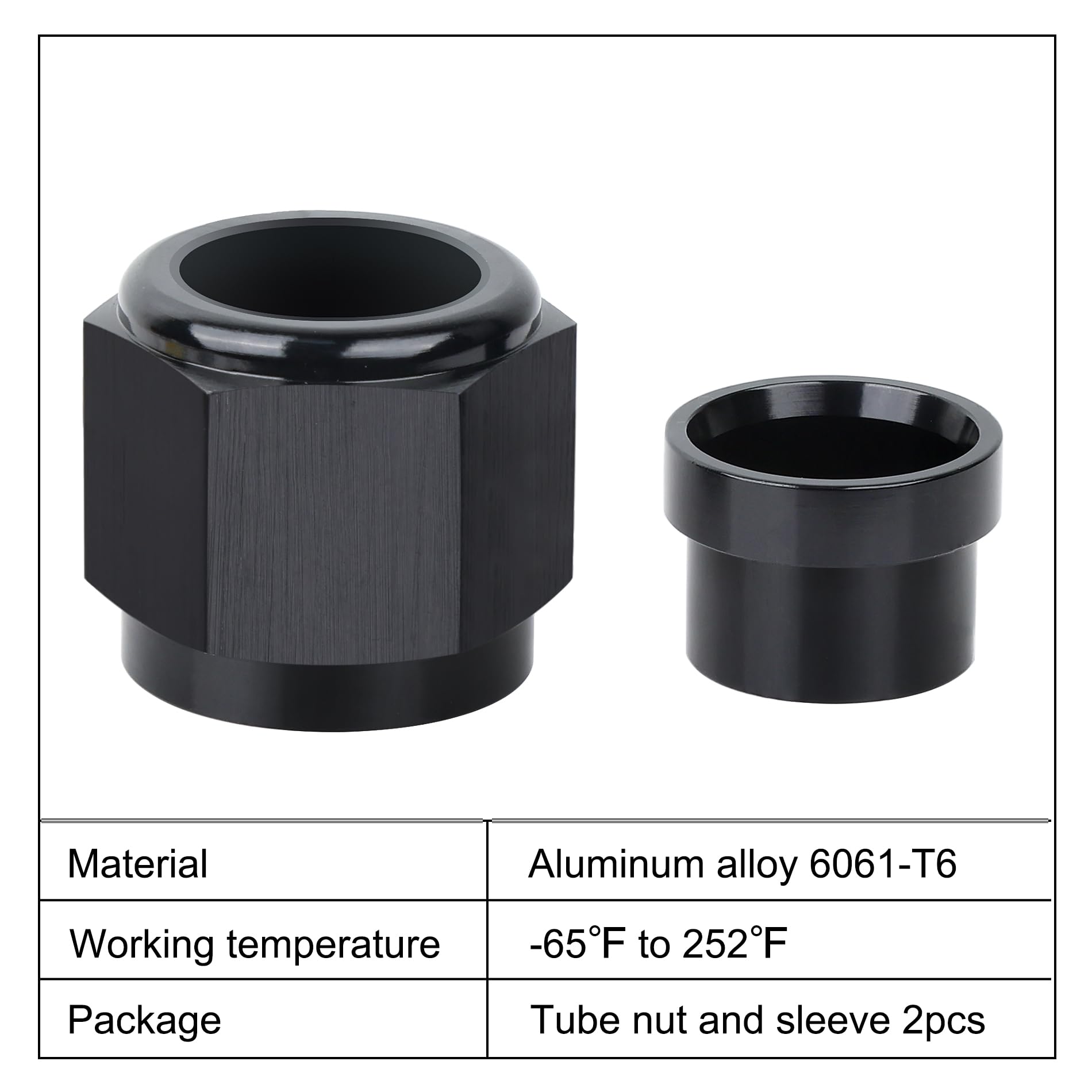 Evil Energy 12An Female Hardline Tube Nut & Sleeve Aluminum Fitting For 3/4'' Od Alloy Tubing 2Pcs