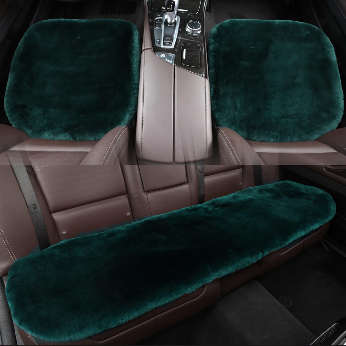 Ogland Fluffy Genuine Australia Sheepskin Car Back Seat Cover For Auto Rear Interior Accessories Seat Cushion With Soft Fuzzy Wo