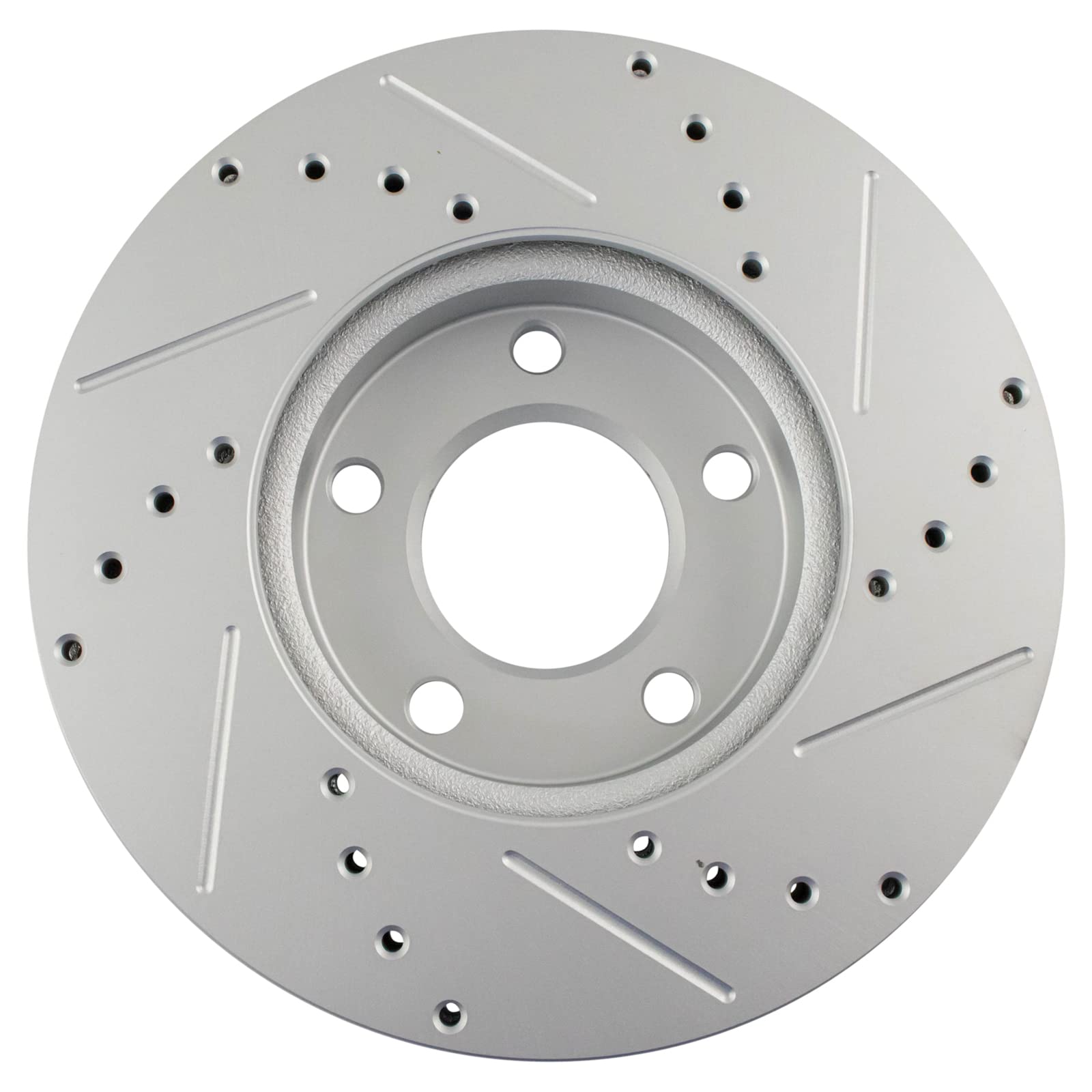 Trq Front Performance Brake Rotors Set Premium G-Coated Cross Drilled & Slotted Compatible With 2004-2013 Mazda 3