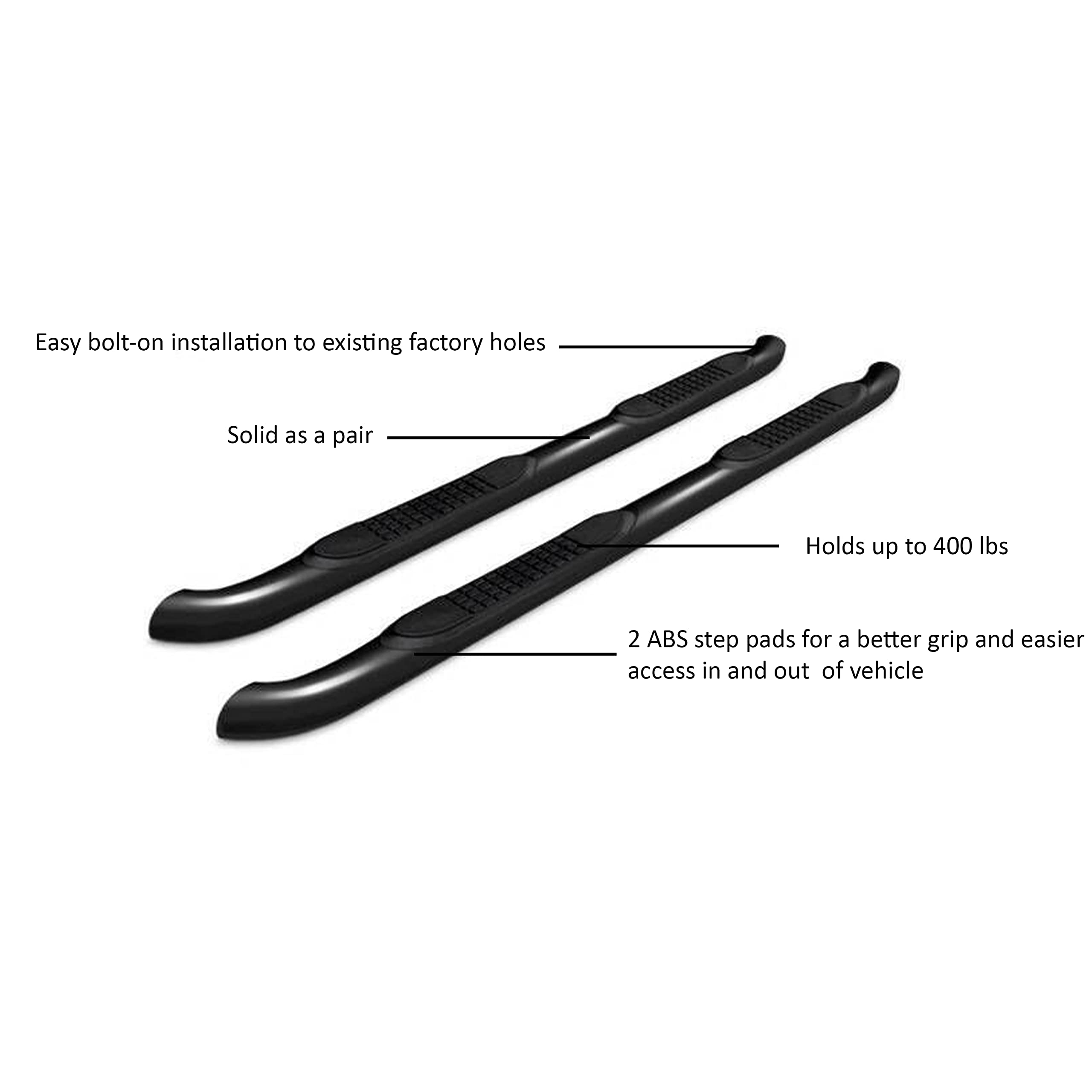 Black Horse Off Road 3In Side Steps Black Compatible With 2014-2023 Jeep Cherokee-9Jpcea