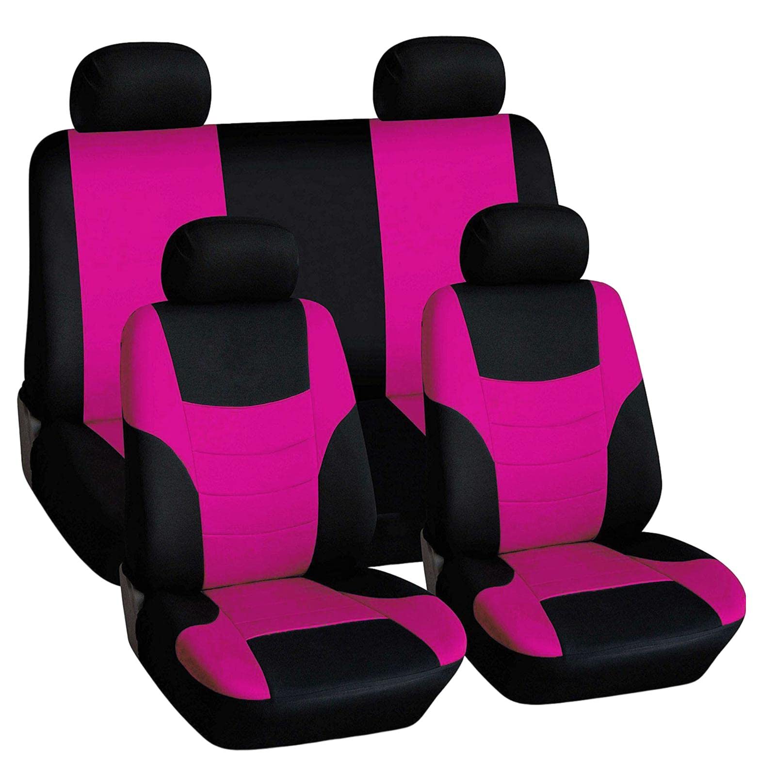 SAZ DEKOR 8 Pieces Car Seat Covers Wear Resistant for Vehicles All Seasons Suvs Pink|Non Slip Sheet Interior seat Cover fit fo