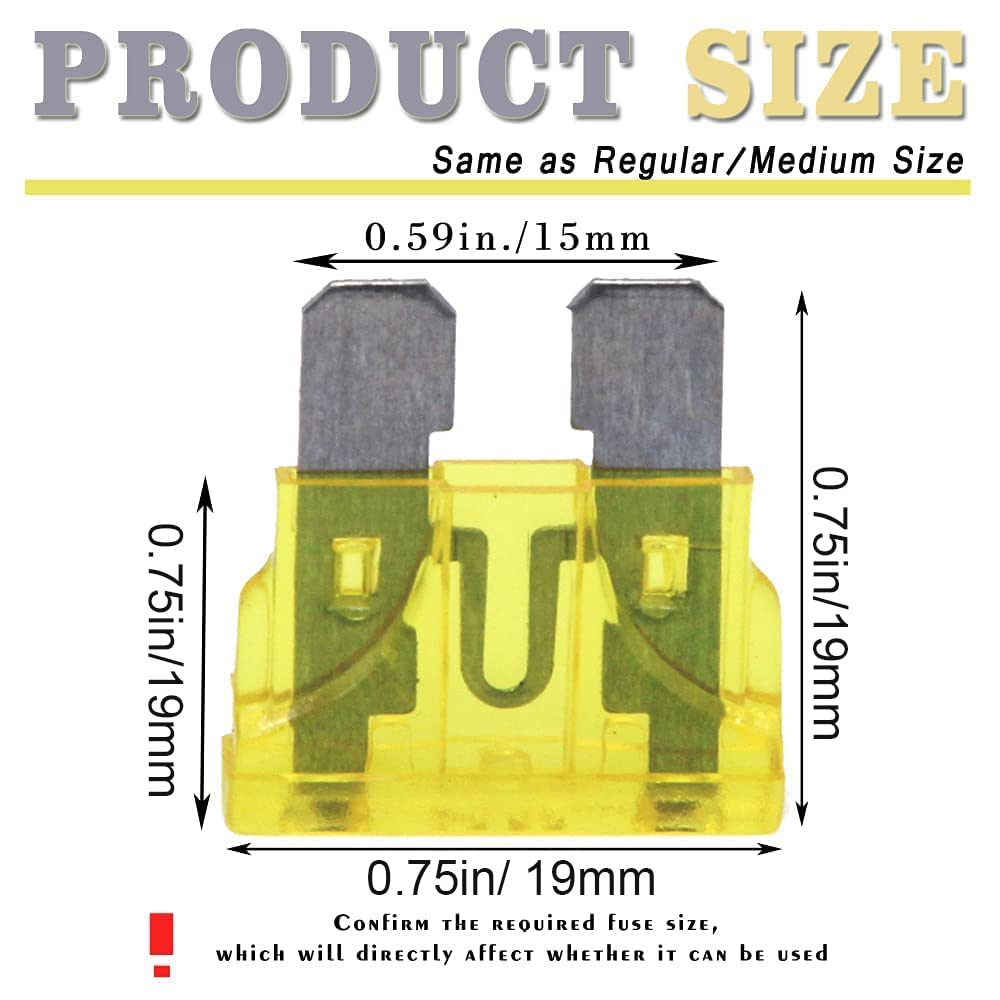 (55 Pcs) 20 Amp Standard Blade Fuse, 20A Automotive Fuse For Car Truck