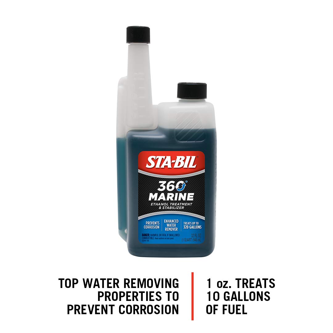 Sta-Bil 360 Marine Ethanol Treatment & Fuel Stabilizer - Full Fuel System Cleaner - Fuel Injector Cleaner - Removes Water- Prote