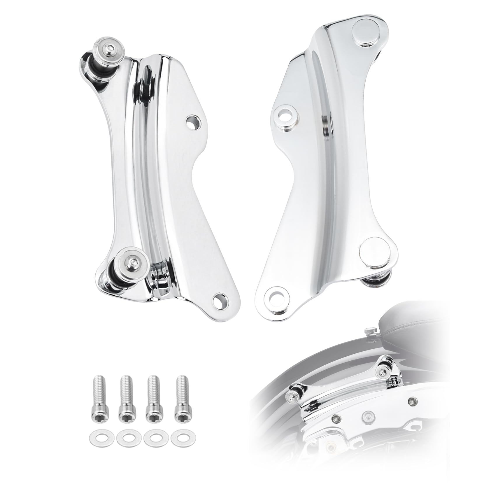 PBYMT 4 Point Docking Hardware Kit Chrome Compatible for Harley Davidson Road Glide Road King Street Glide Electra Glide 2014-20