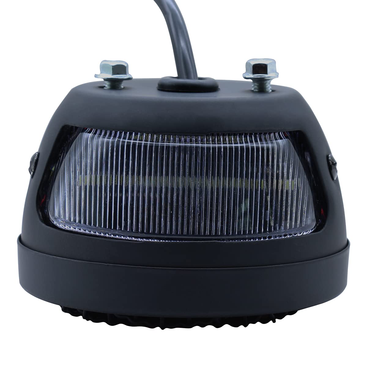 Fatecim Round Motorcycle Led Tail Light Rear Brake Stop Light Red Lens Grille Ribbed Integrated License Plate Lamp For Harley Sporster Bobber Chopper Cruiser Honda Yamaha Suzuki Kawasaki Black