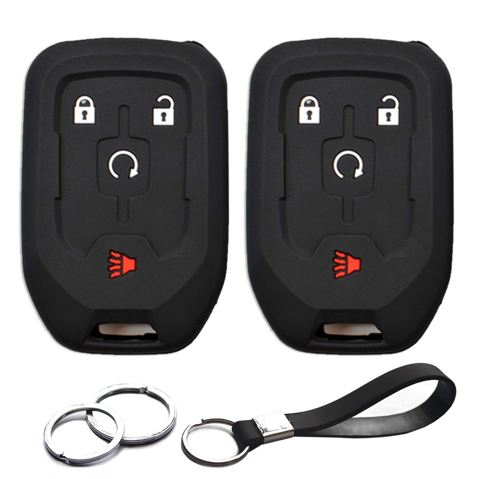 Infipar 2Pcs Compatible With Gmc Terrain Acadia Key Fob Cover Case Key Chain Protector Keyless Remote Smart 4 Buttons Holder